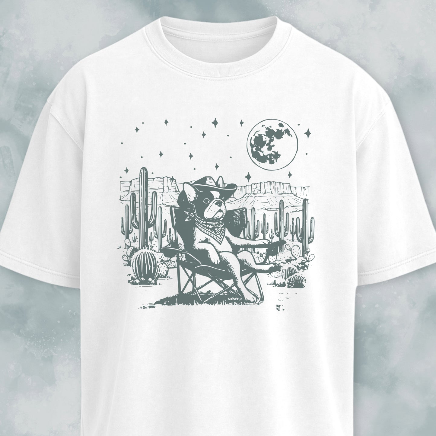 Cowboy French Bulldog In The Desert T-Shirt