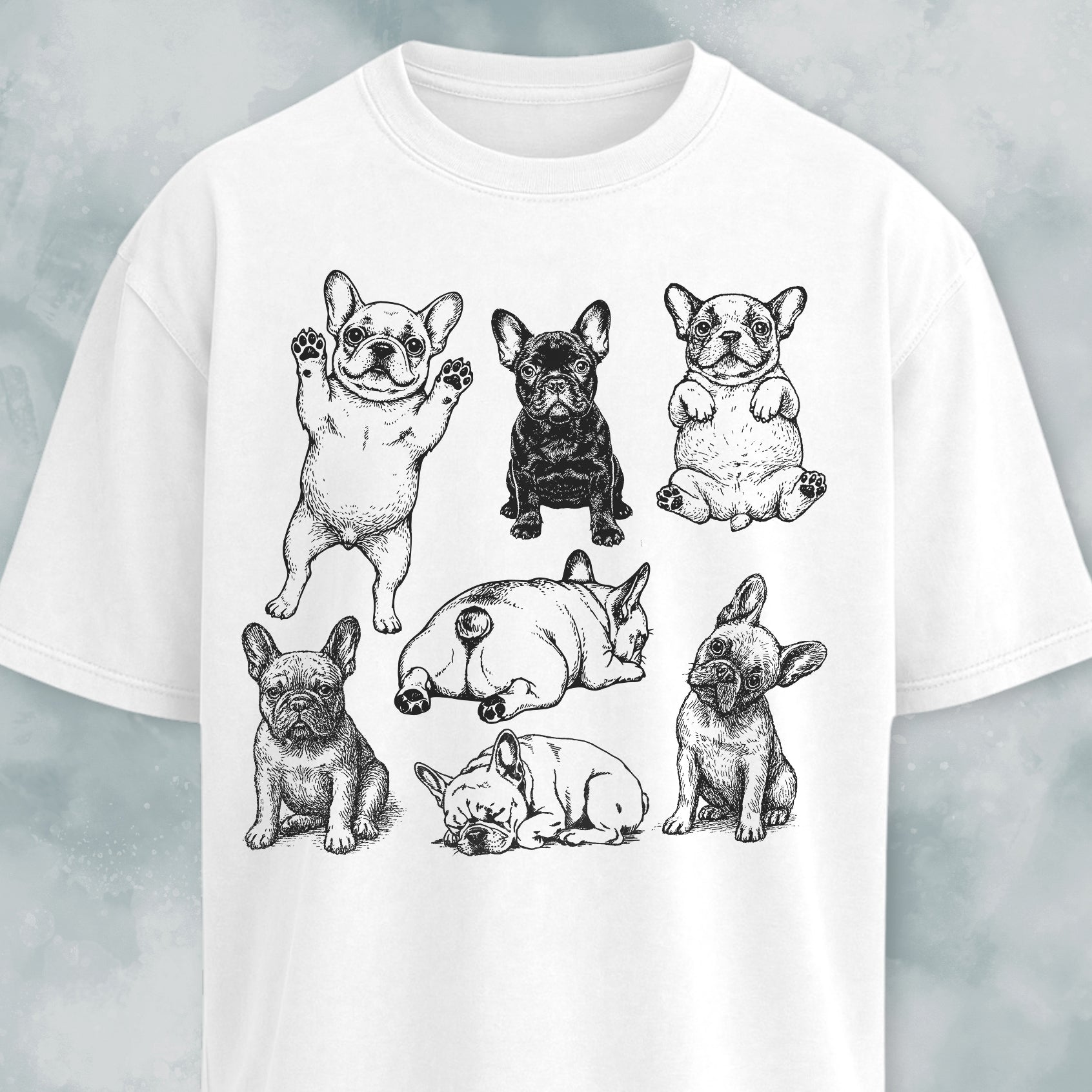 Frenchies Cute Vintage Collage T-Shirt