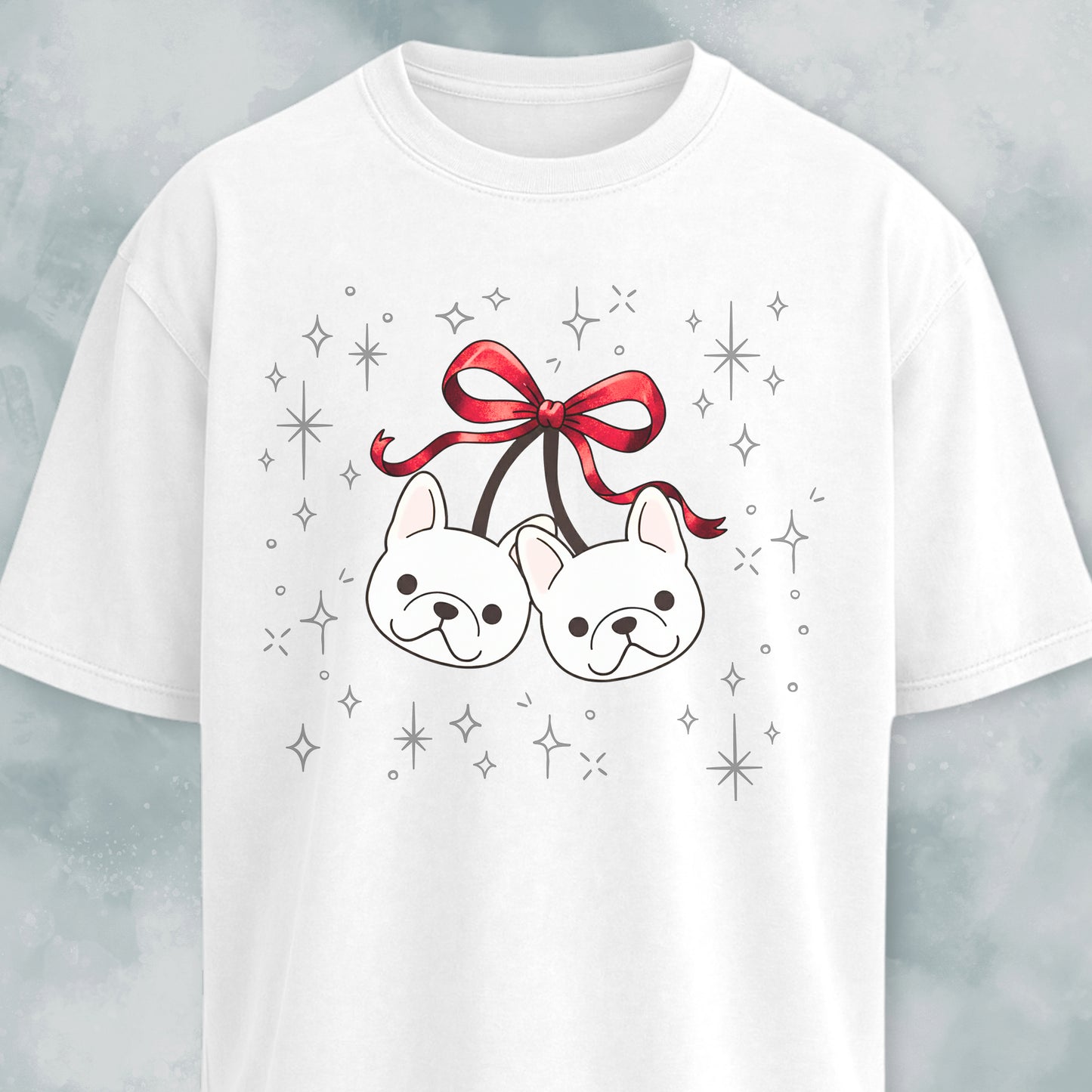 Coquette Bow Frenchie Cherries T-Shirt