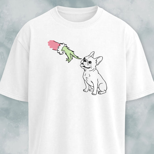 Grinch Booping Frenchie Nose Christmas T-Shirt
