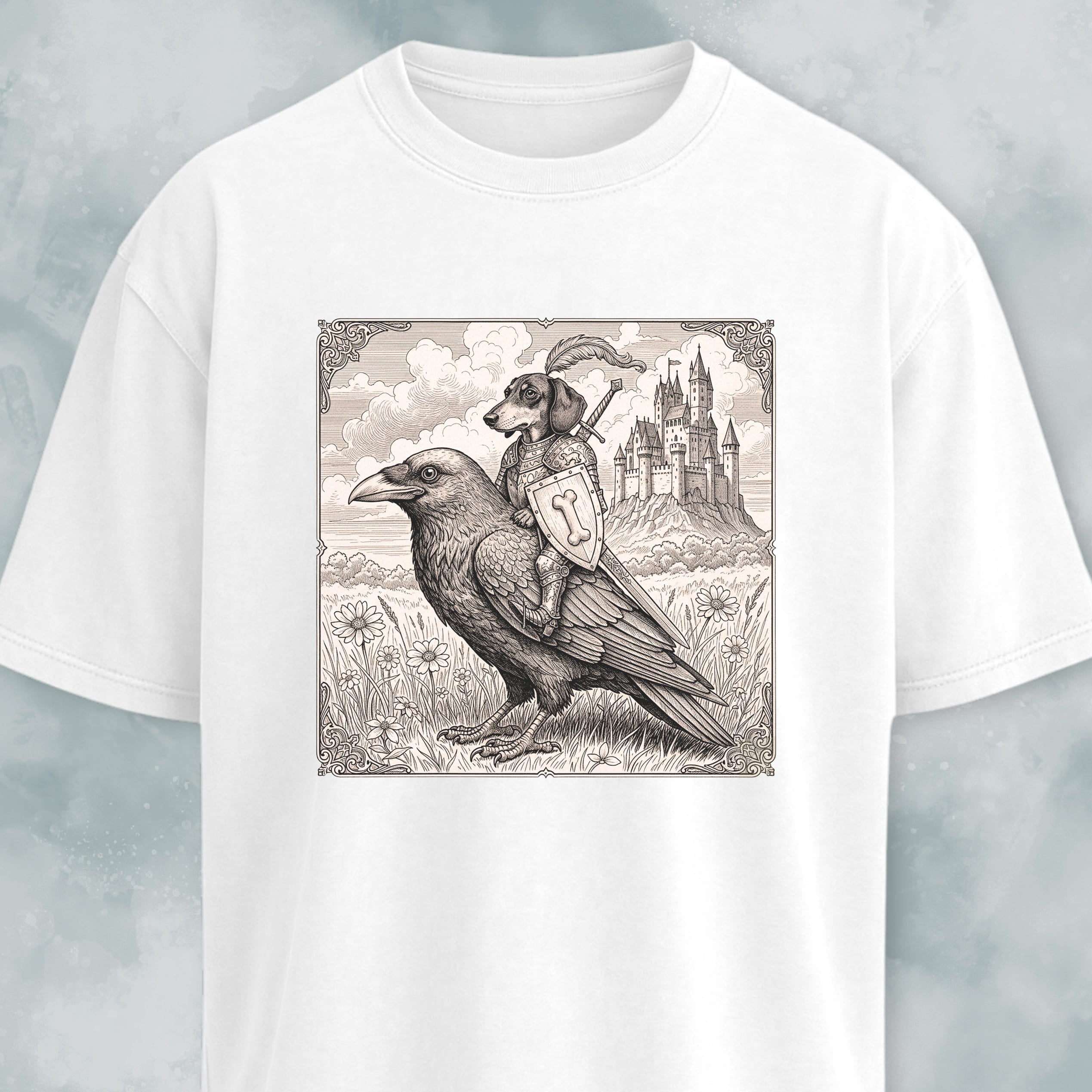 Medieval Sir Doxen On A Crow T-Shirt