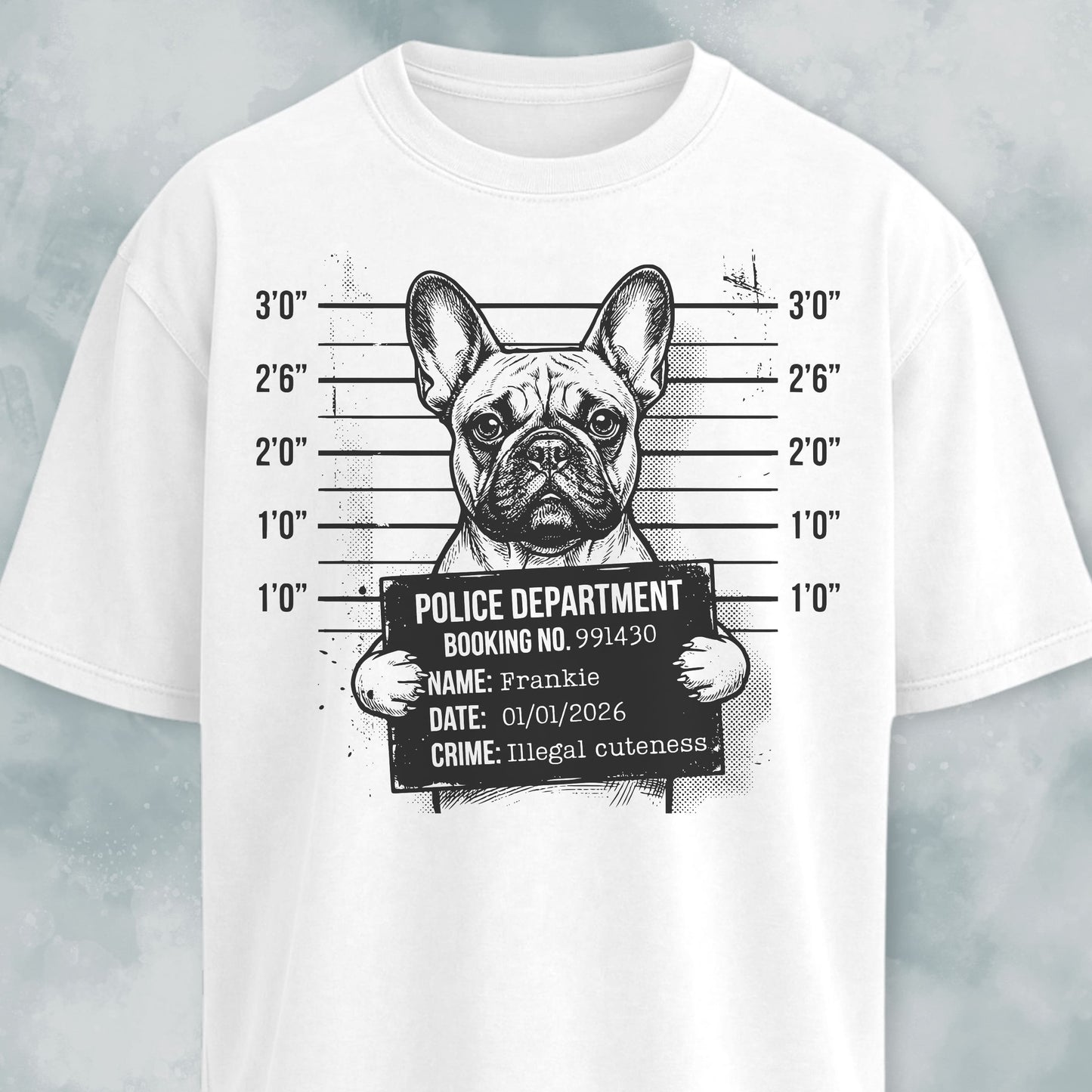 Personalized French Bulldog Mugshot T-Shirt
