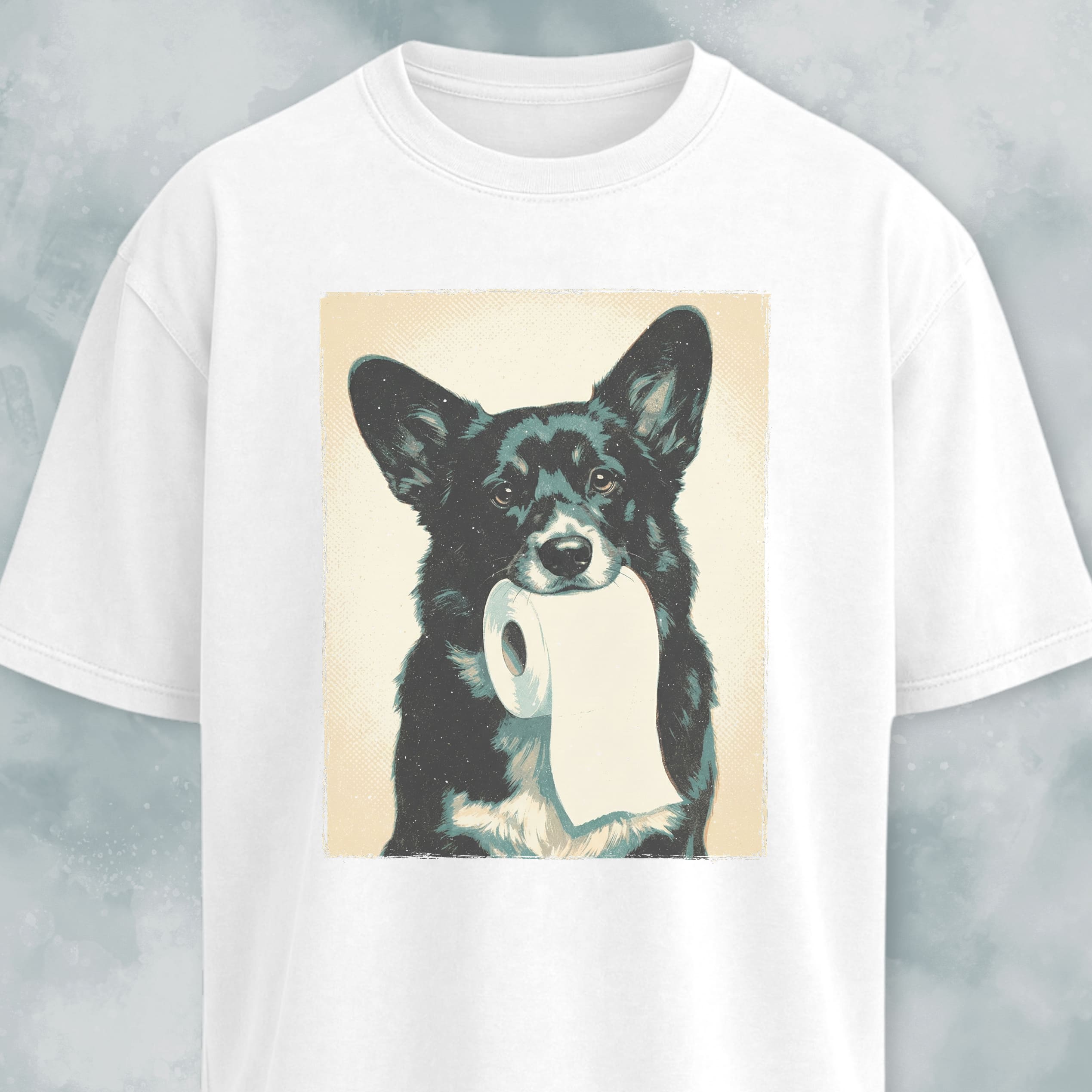 Black Corgi With Toilet Paper T-Shirt
