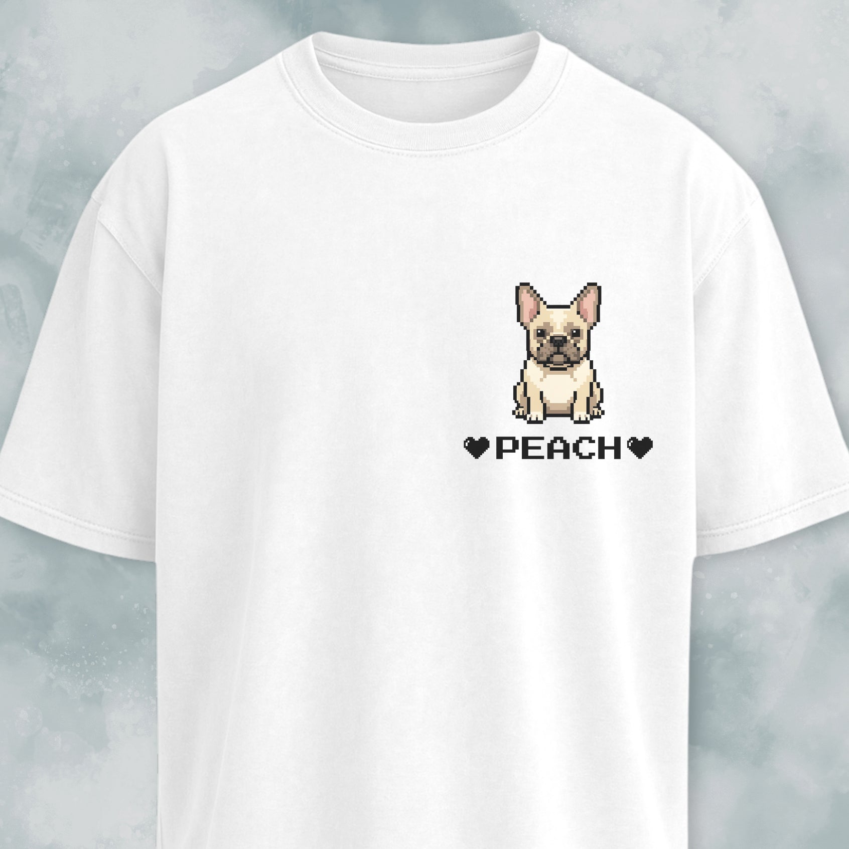 Custom Pixel Art Frenchie Pocket Design T-Shirt