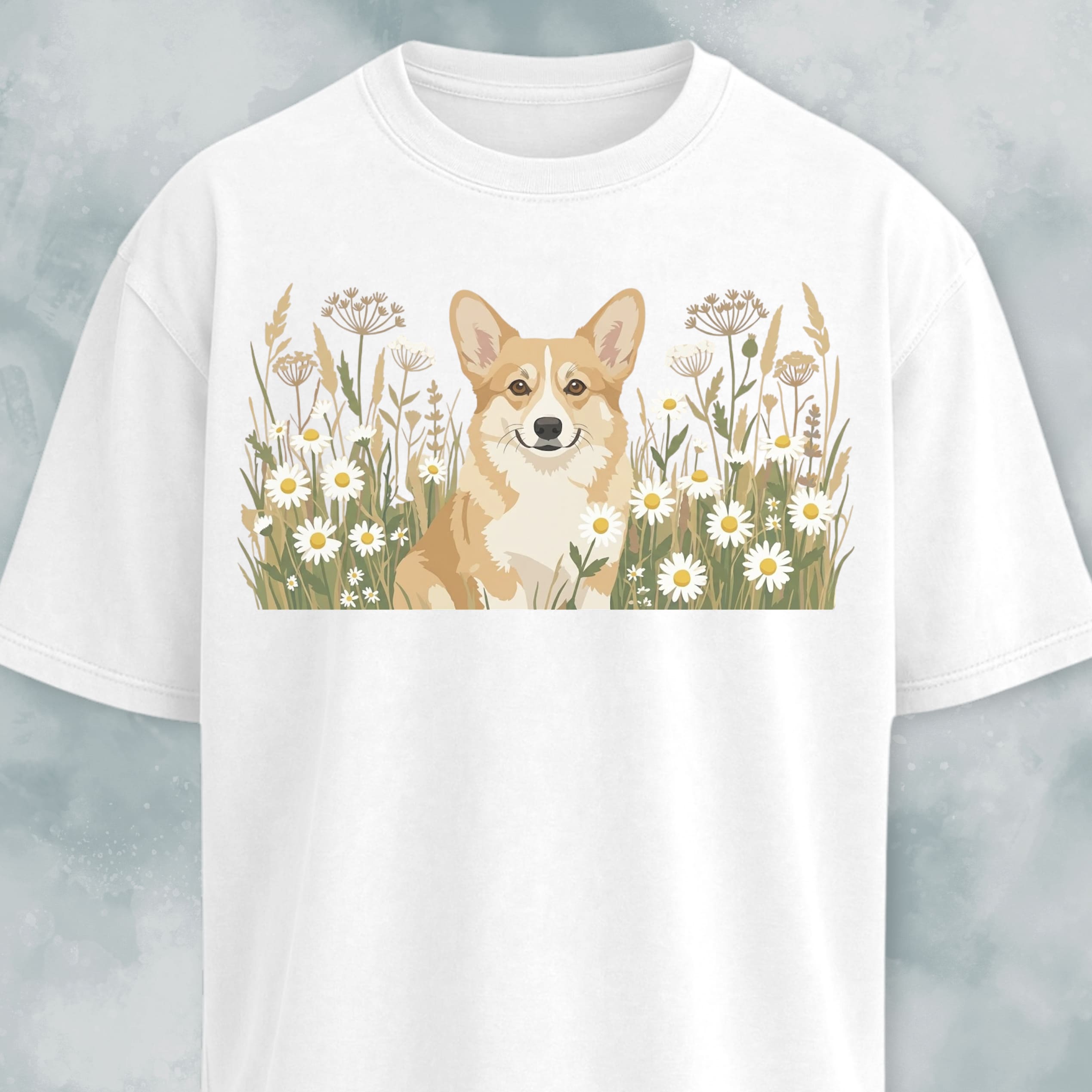 Floral Corgi Graphic T-Shirt