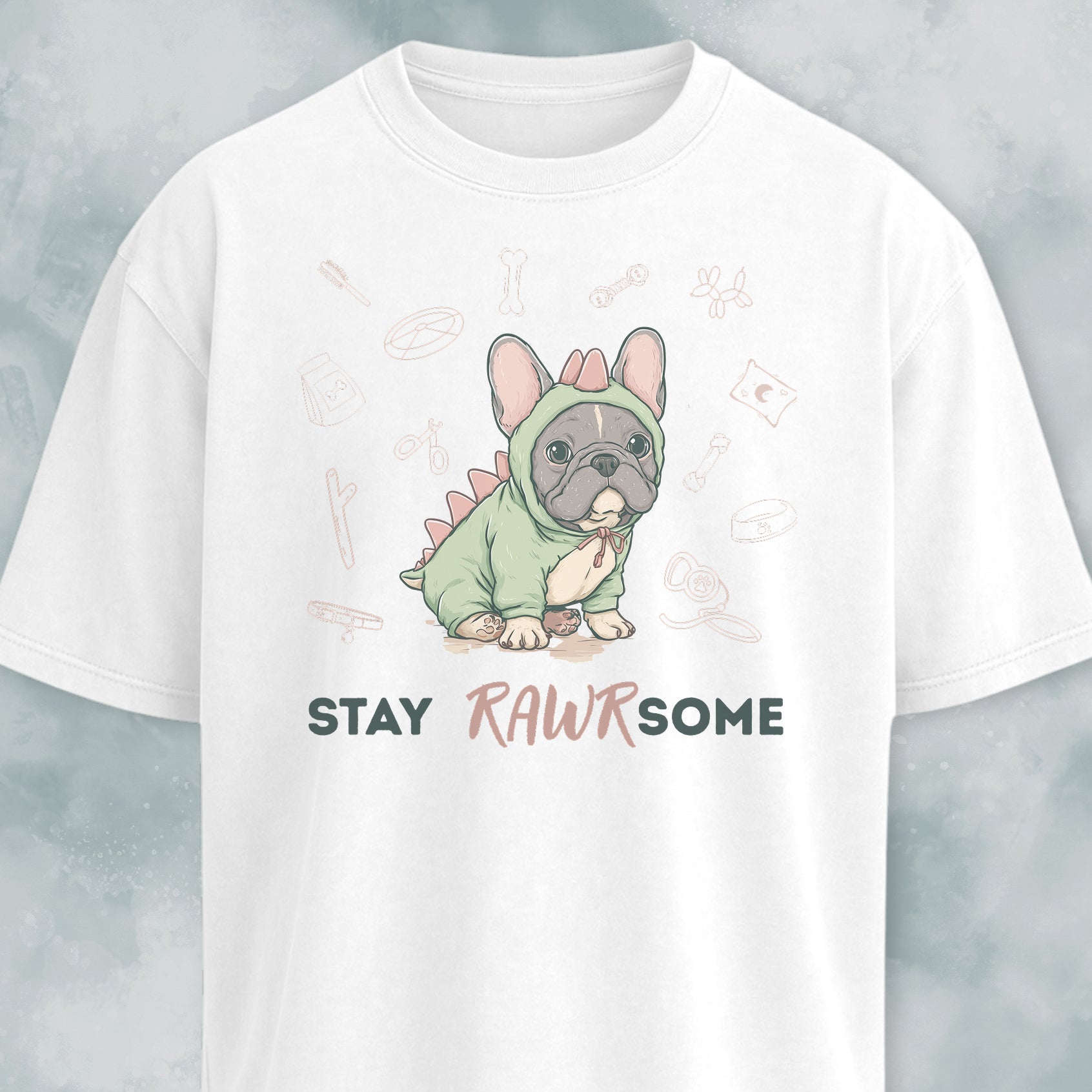 Cute Frenchie In A Dinosaur Costume T-Shirt