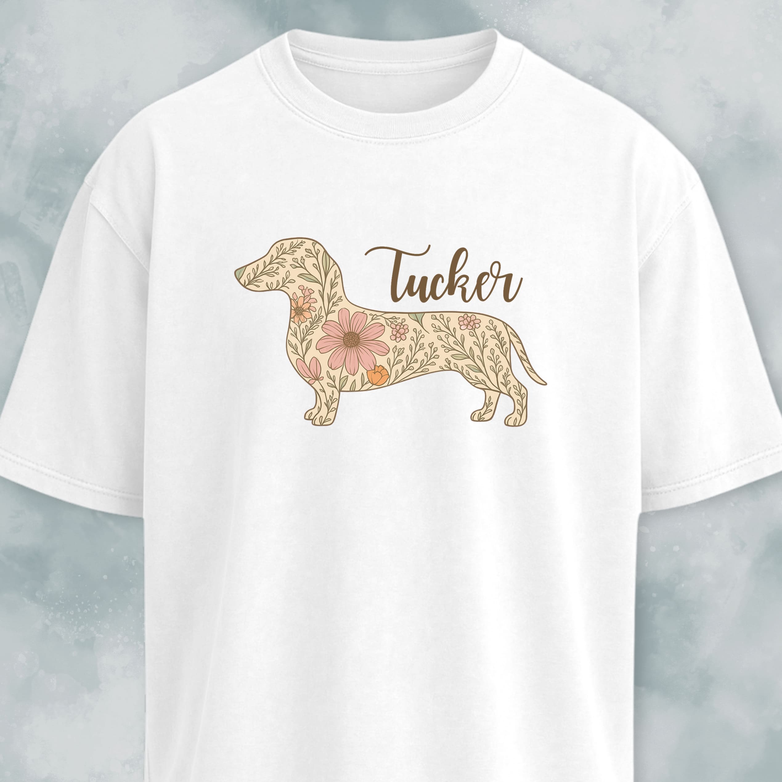 Personalized Floral Doxie T-Shirt