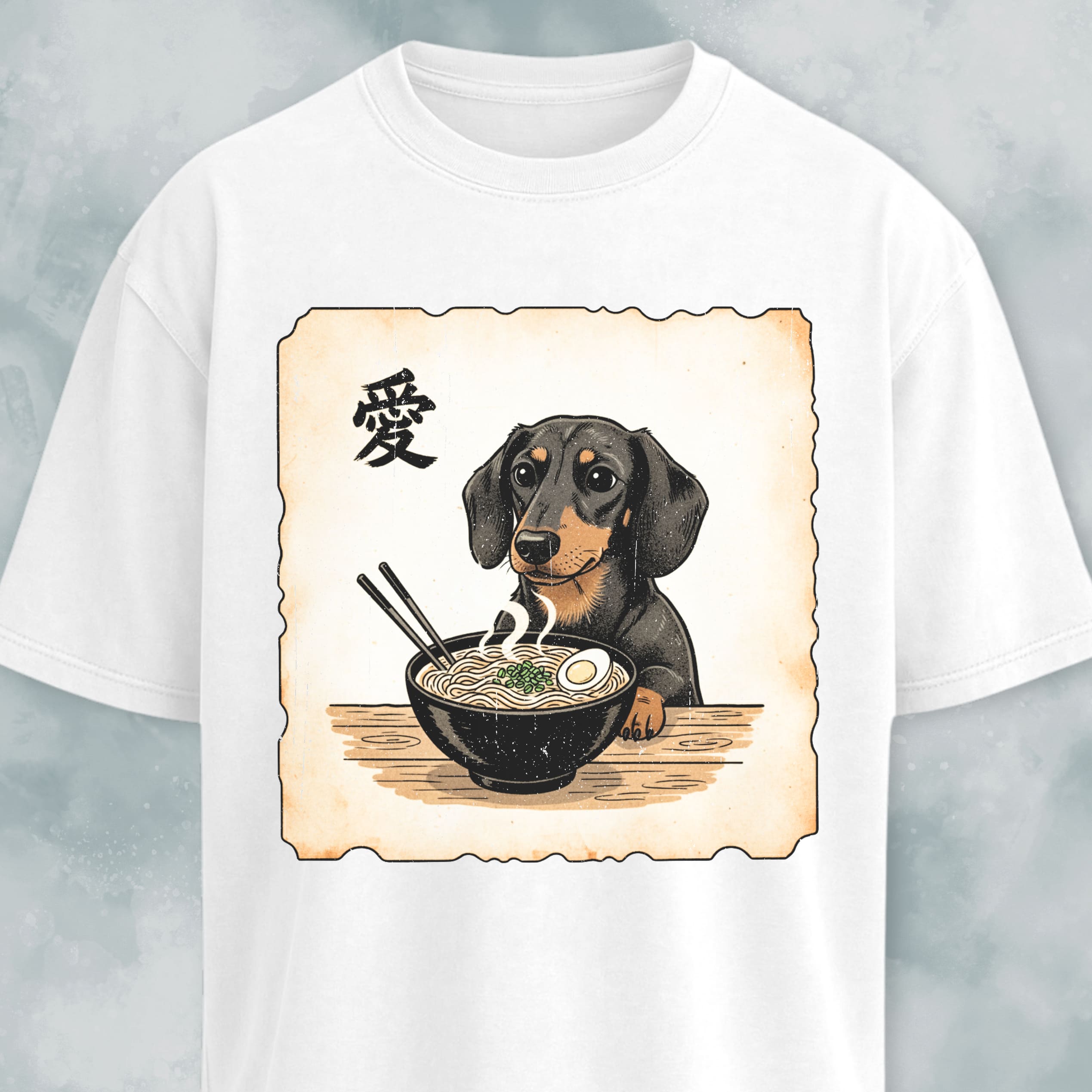 Japanese Style Dachshund Eating Ramen T-Shirt