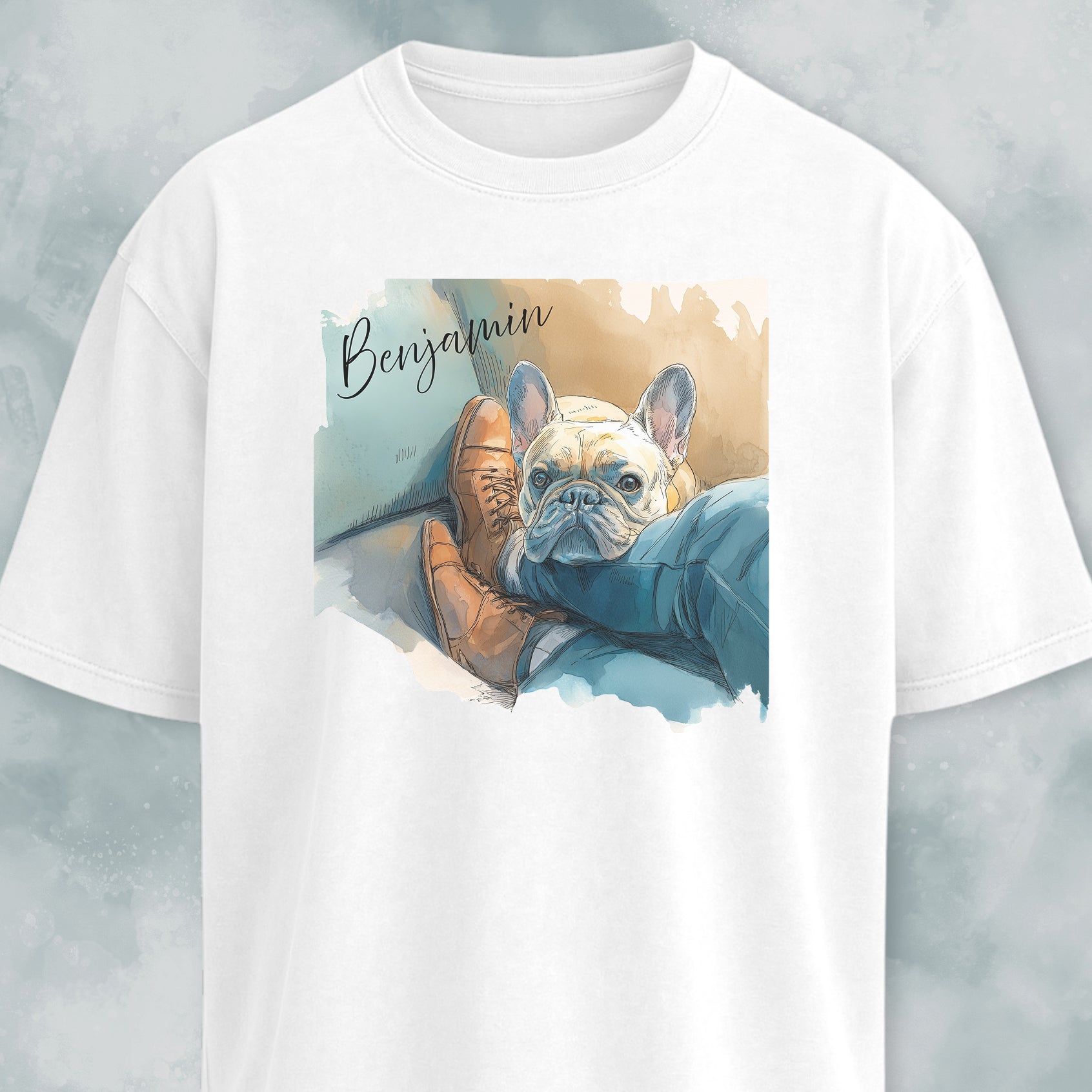 Watercolor Sweet Velcro French Bulldog T-Shirt
