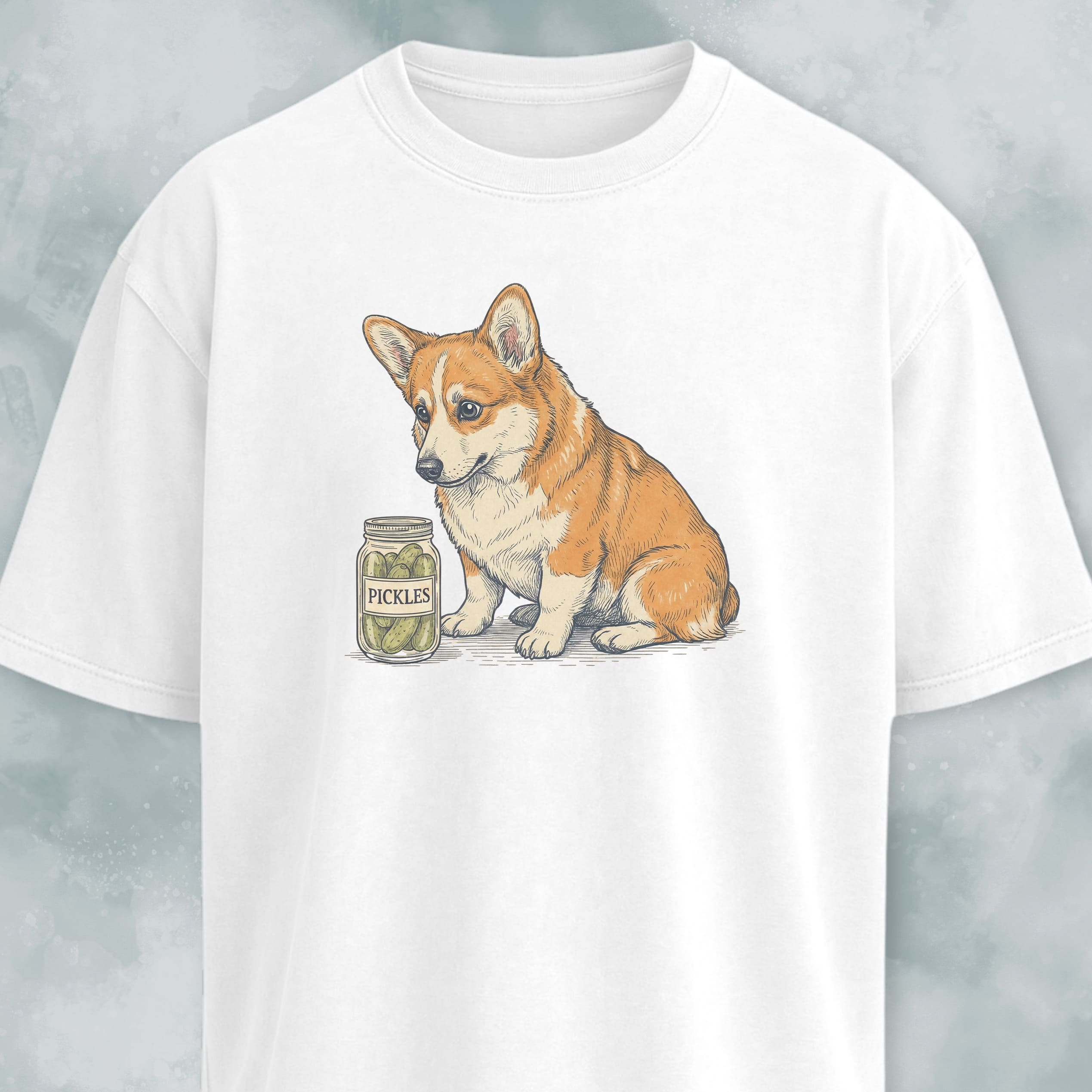 Corgi With Pickle Jar T-Shirt