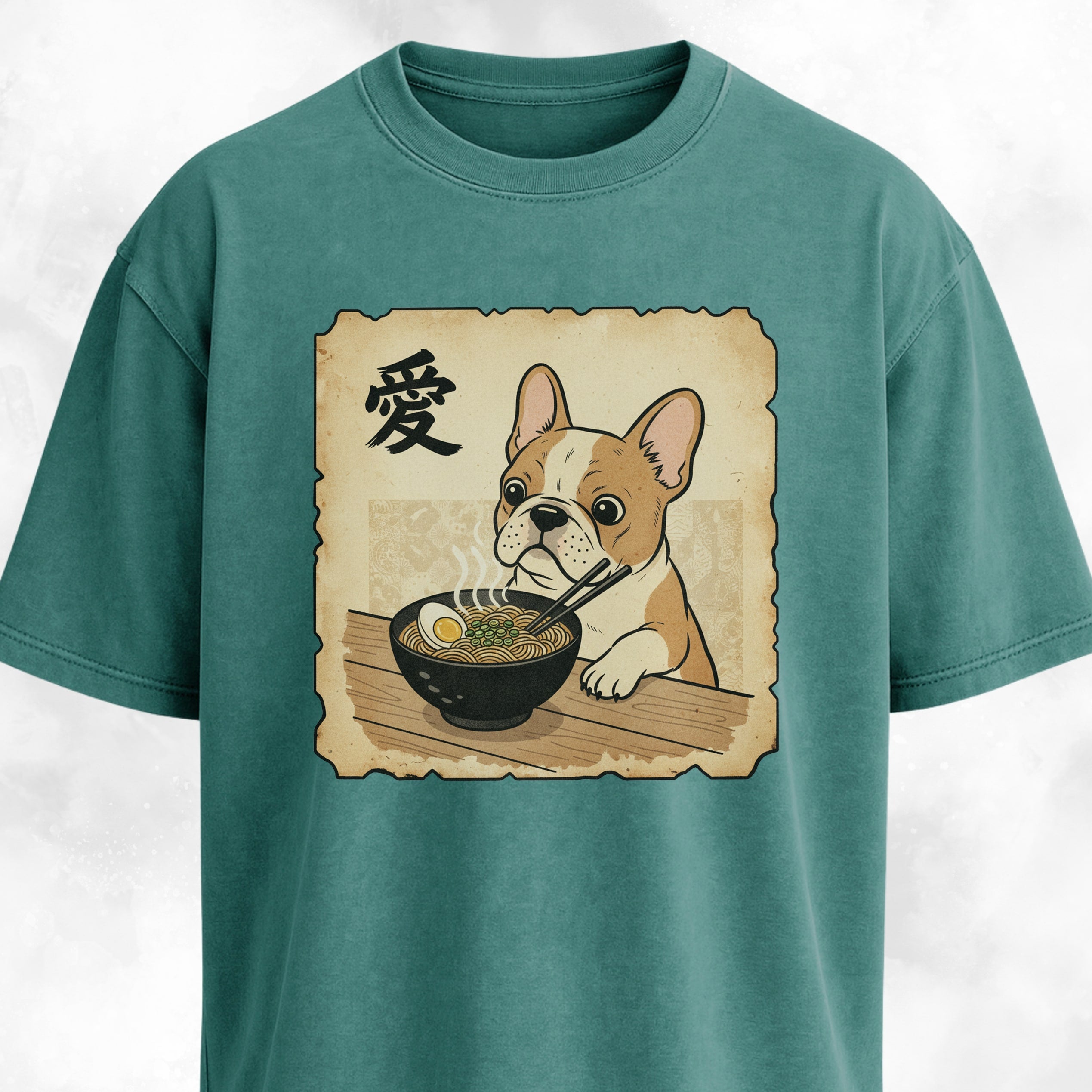 Japanese Tan French Bulldog Eating Ramen T-Shirt