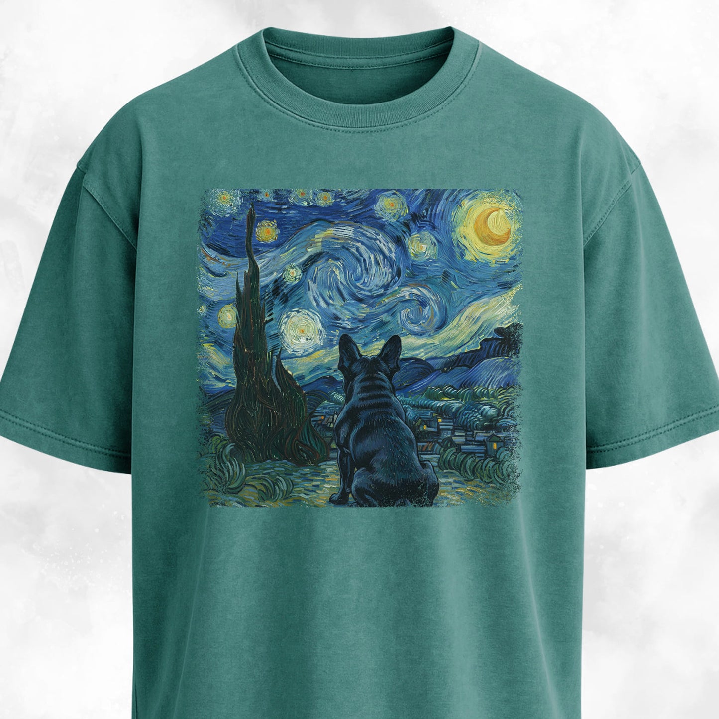 Van Gogh's Starry Night Frenchie Edition T-Shirt