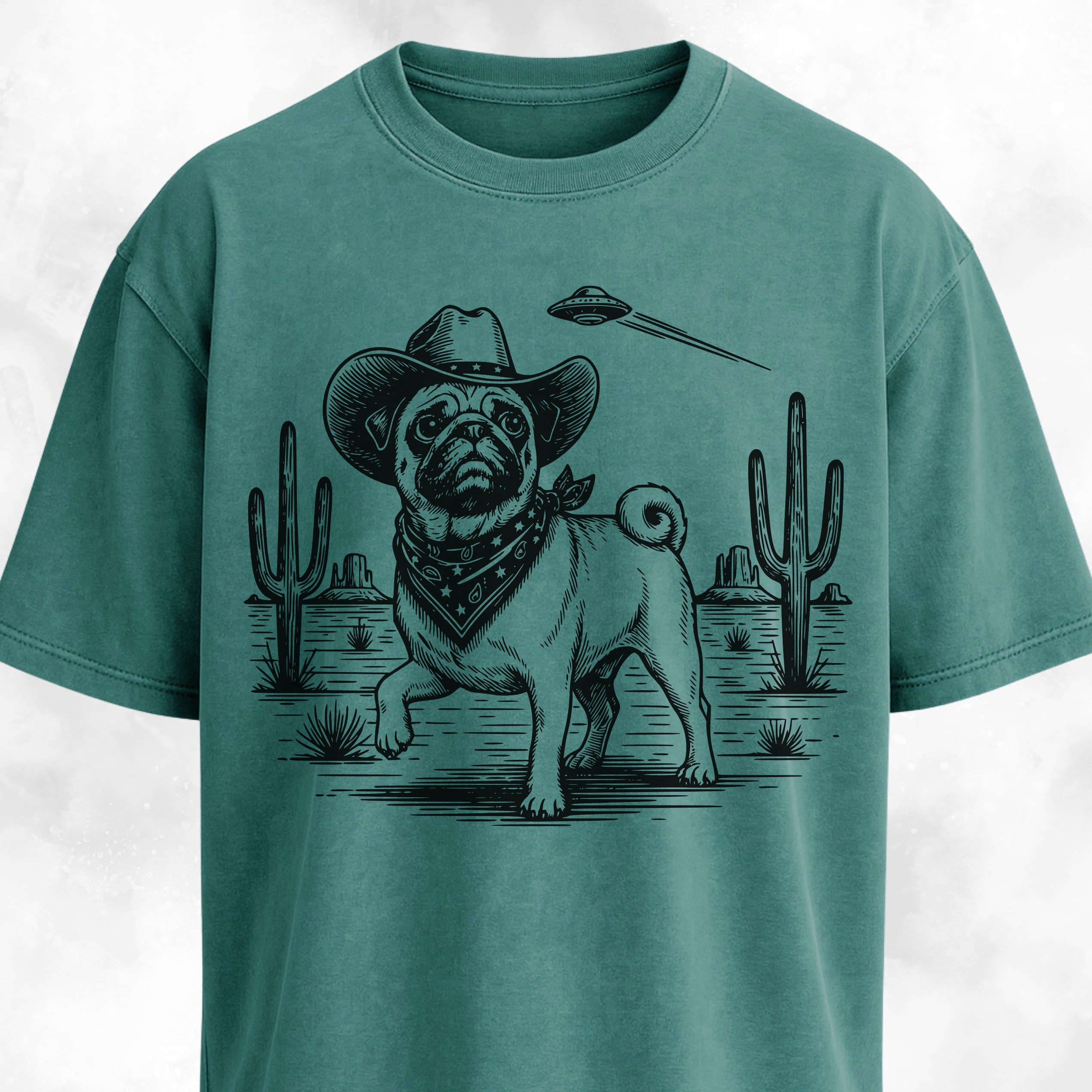 UFO Pug In The Desert T-Shirt