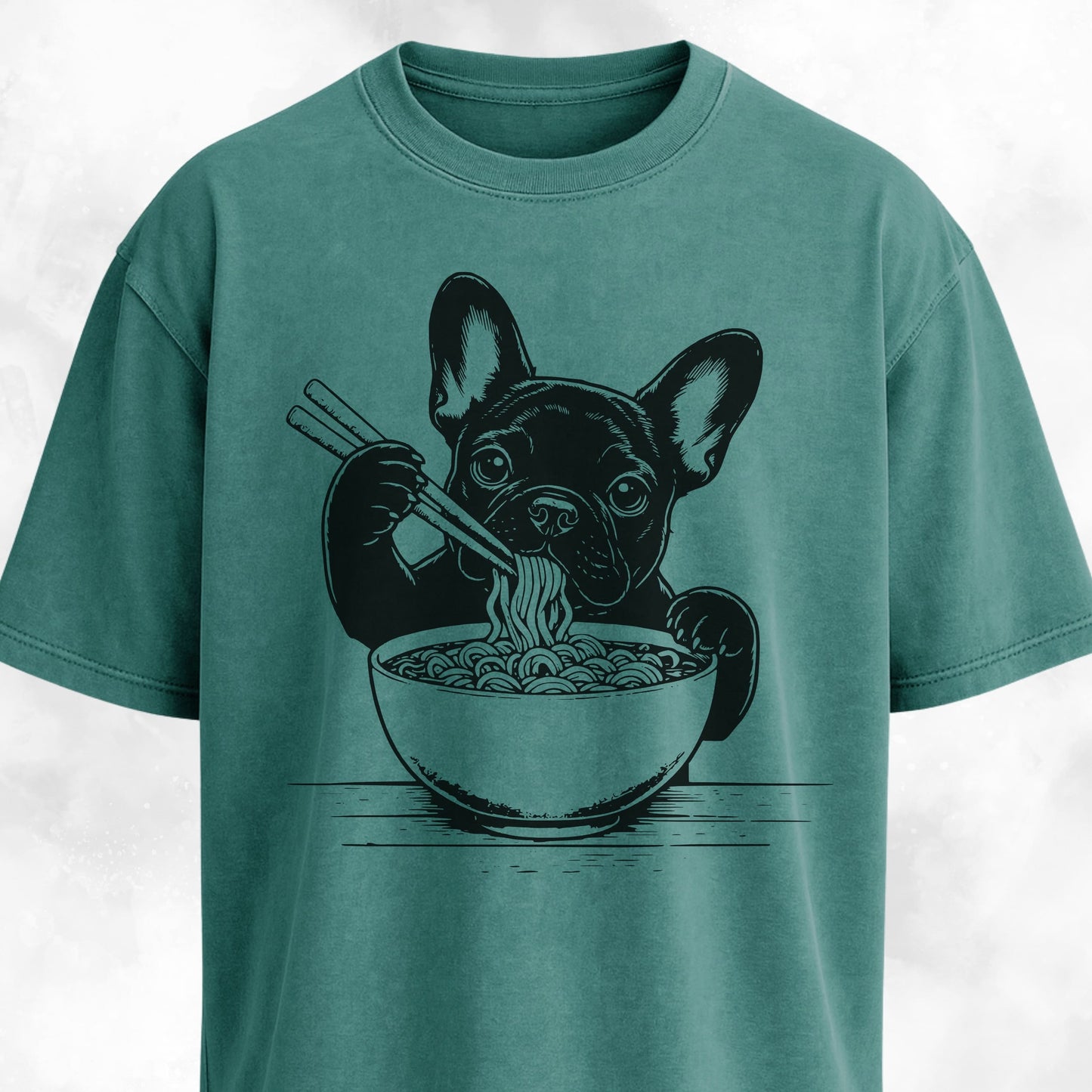 Cute Frenchie Eating Ramen Noodles T-Shirt