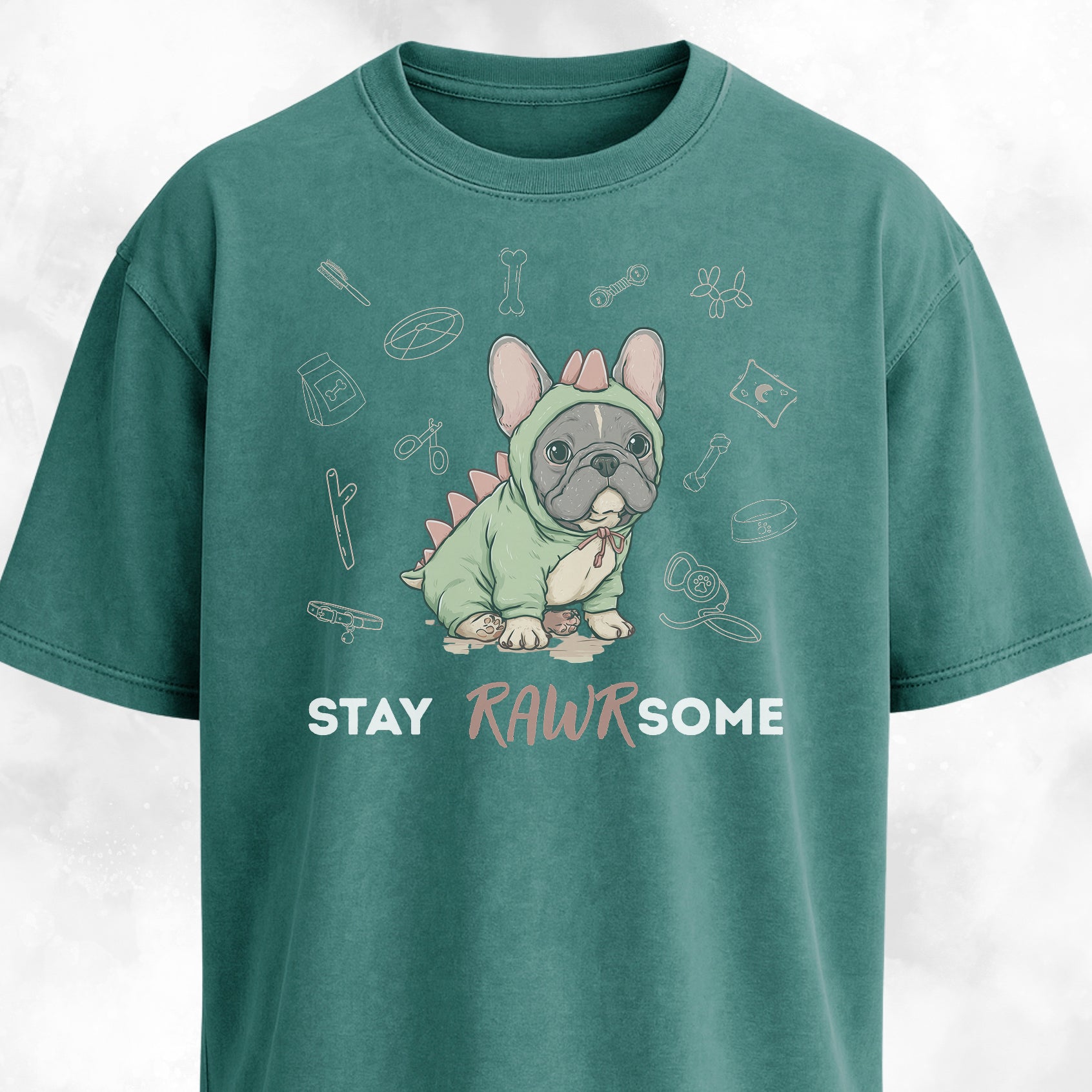 Cute Frenchie In A Dinosaur Costume T-Shirt