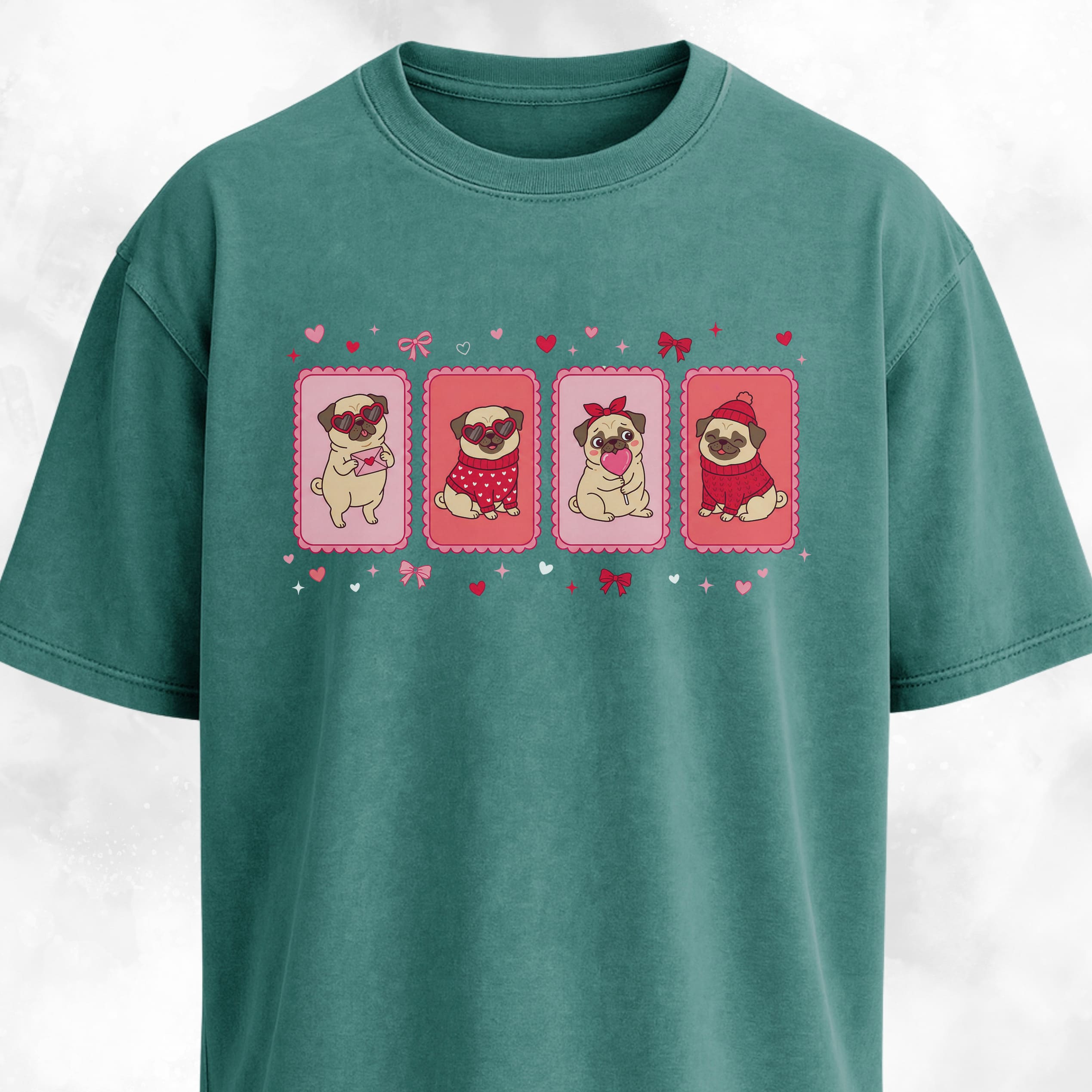 Valentine's Day Pug Collage T-Shirt