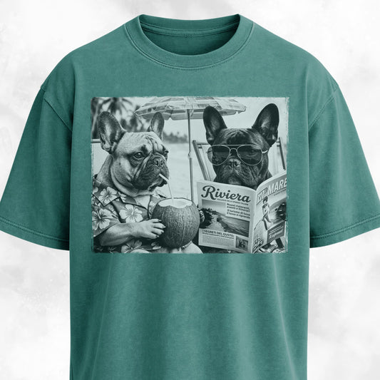 Frenchie Buddies On A Beach T-Shirt