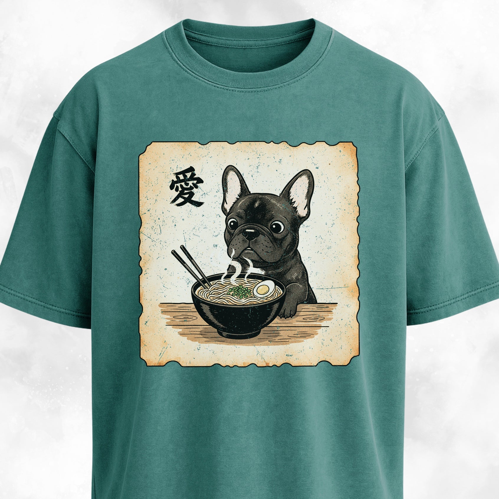 Japanese Style Frenchie Eating Ramen T-Shirt