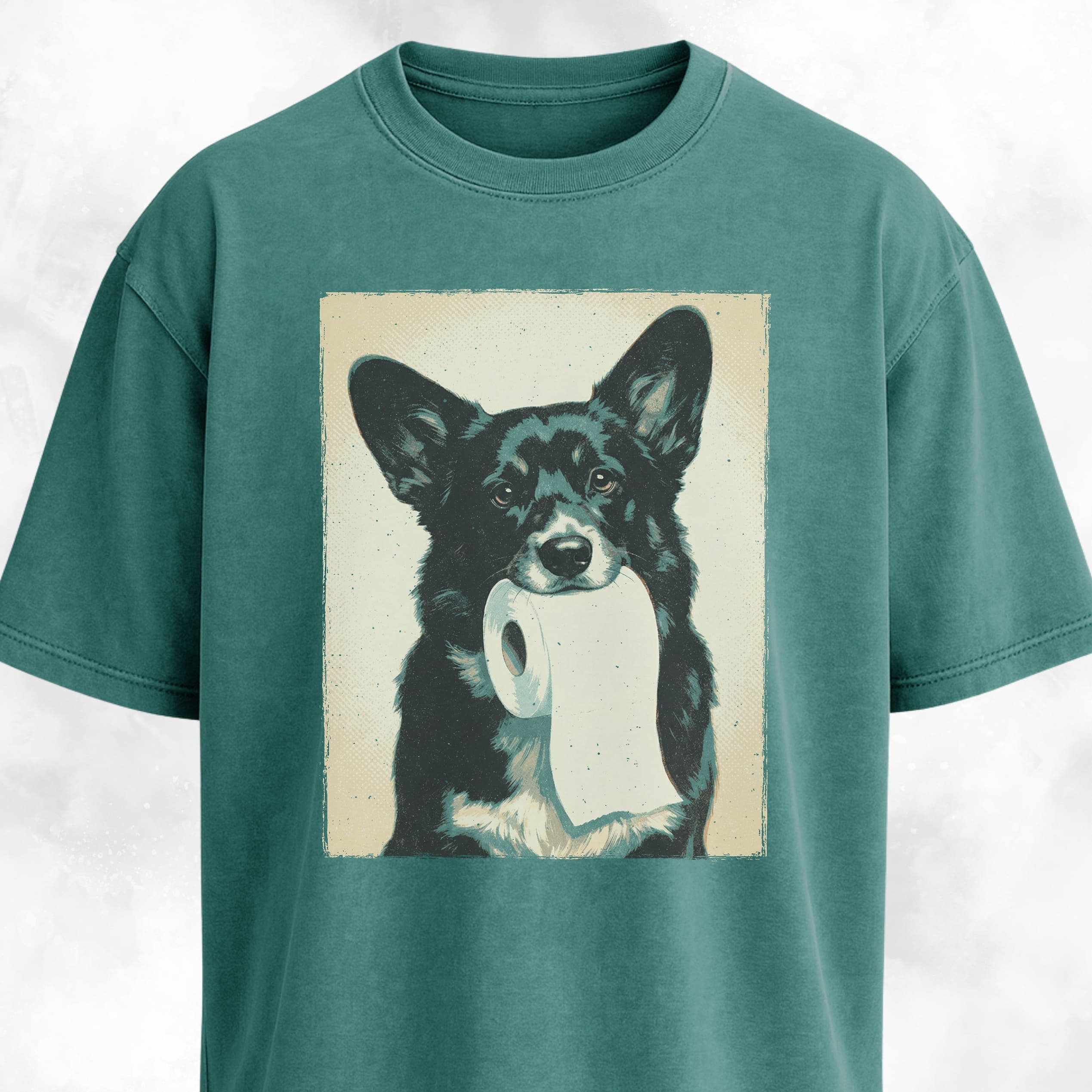 Black Corgi With Toilet Paper T-Shirt
