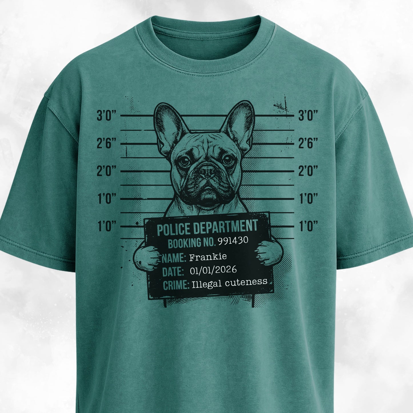 Personalized French Bulldog Mugshot T-Shirt