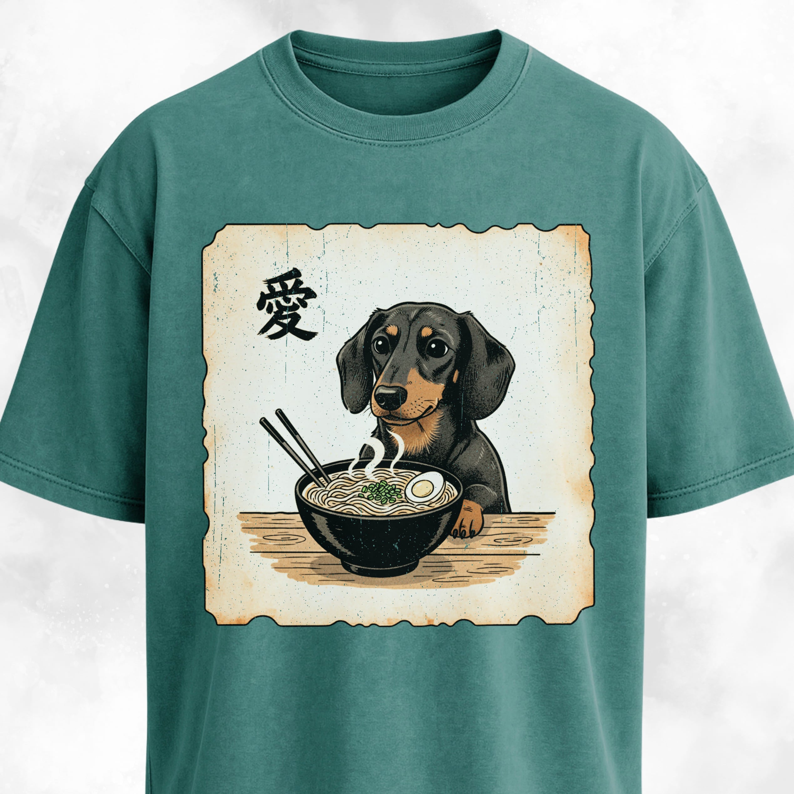 Japanese Style Dachshund Eating Ramen T-Shirt