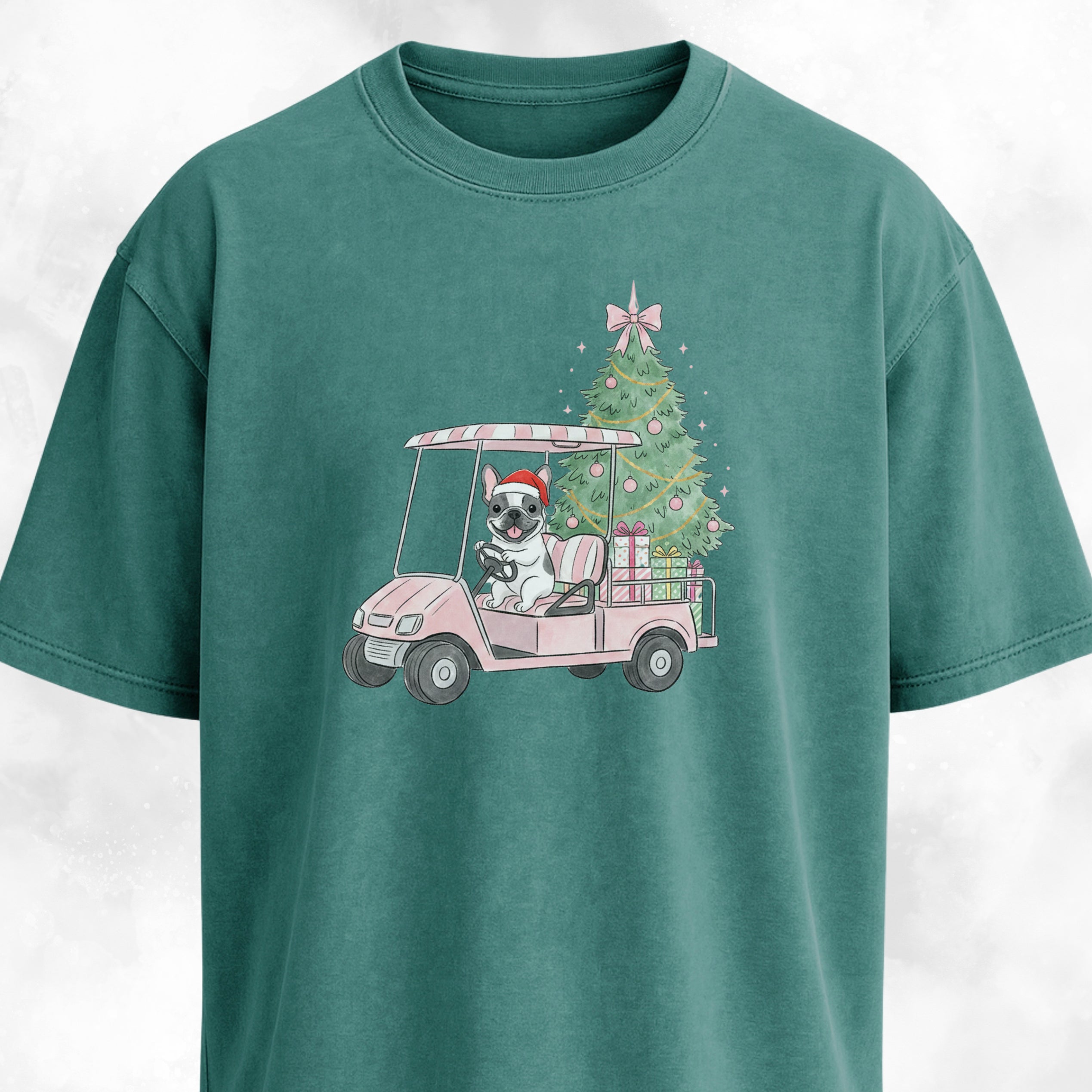 Frenchie Driving With Christmas Presents T-Shirt