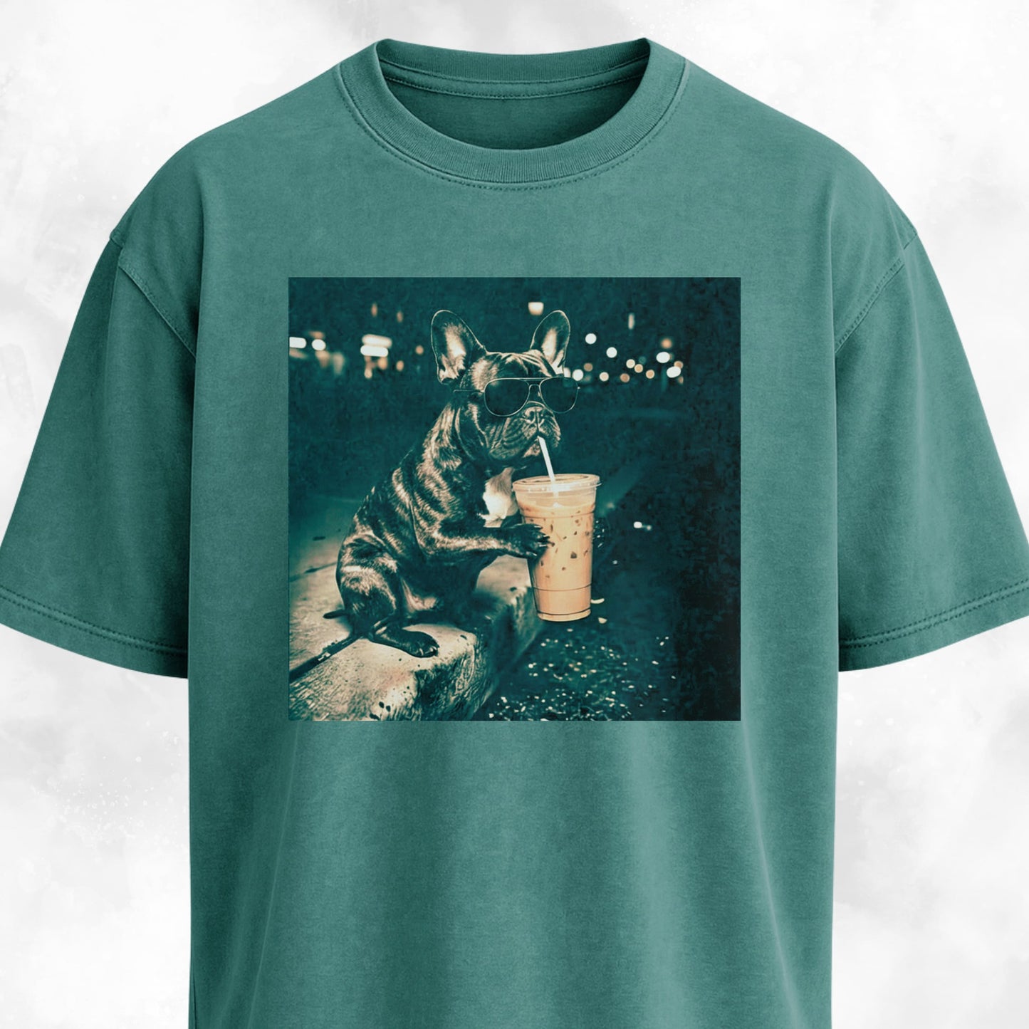 Cool Frenchie Sipping Boba T-Shirt