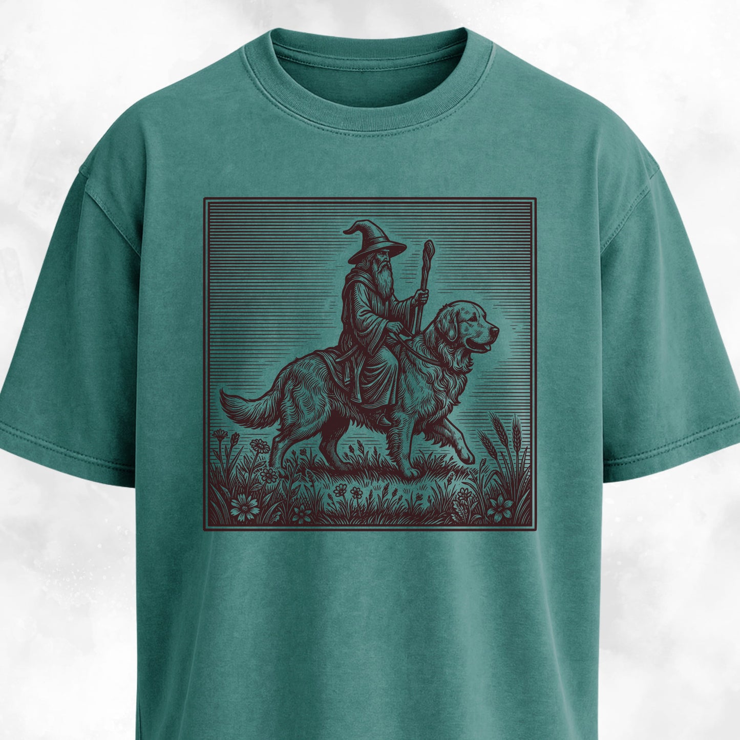 Wizard Riding A Golden Retriever T-Shirt