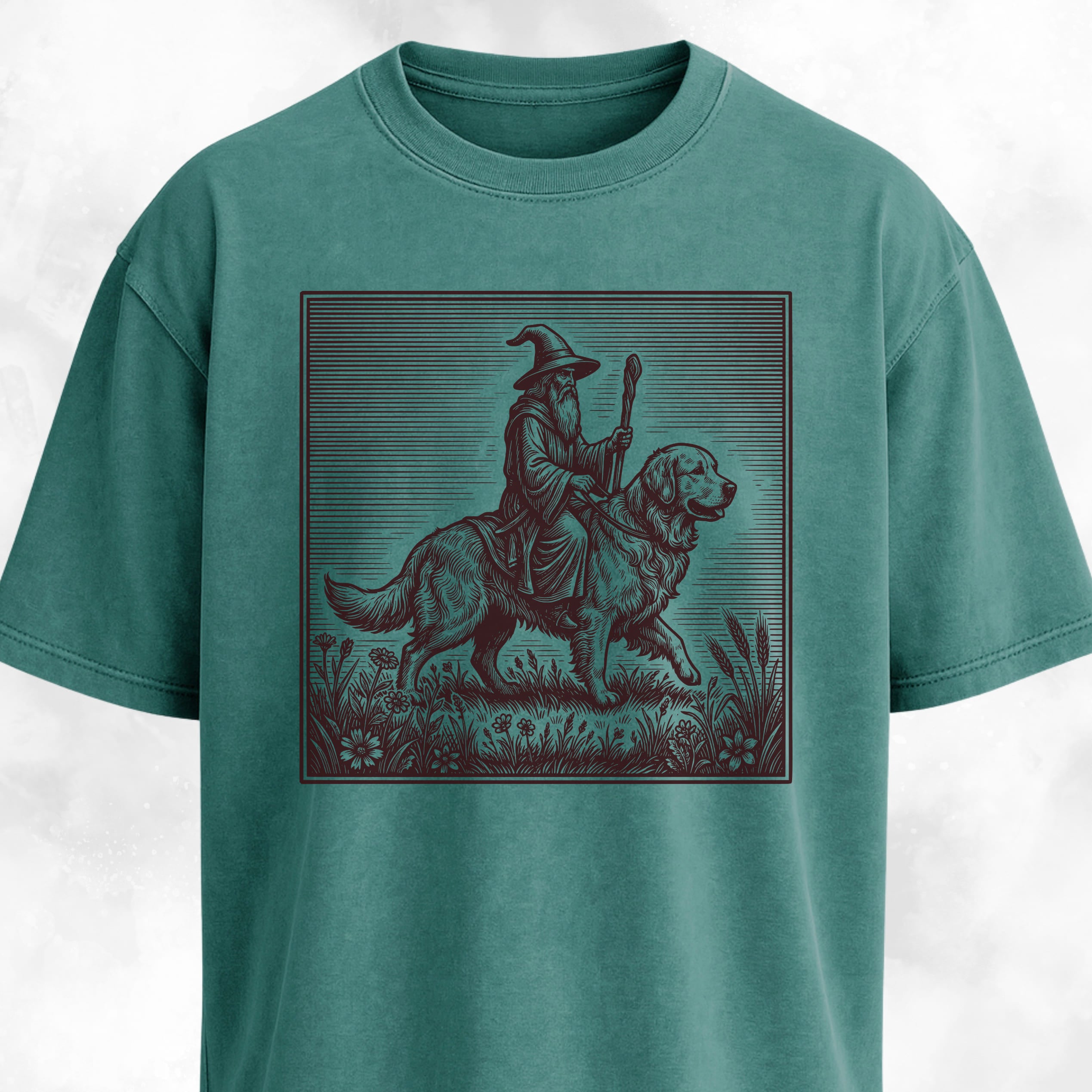 Wizard Riding A Golden Retriever T-Shirt