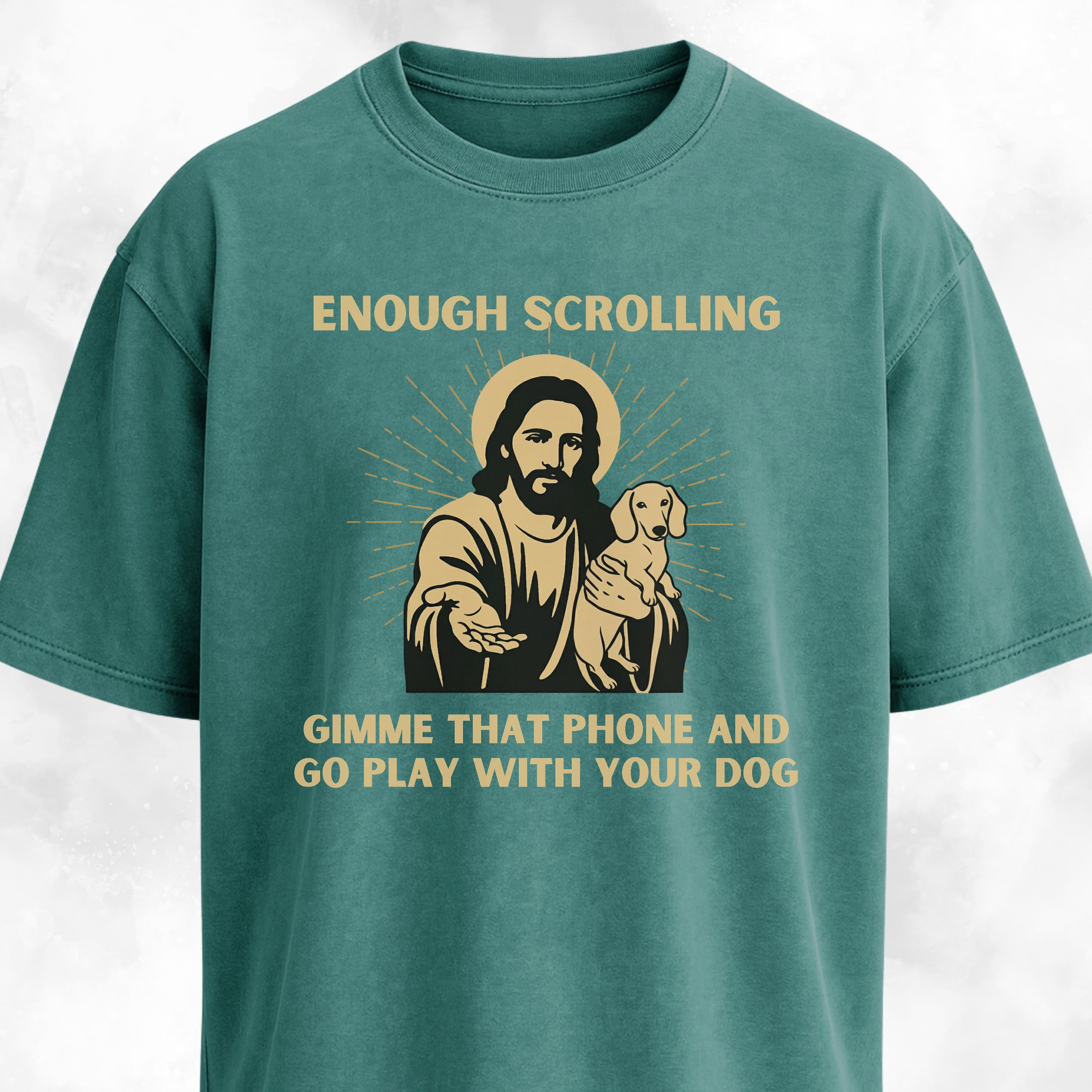 Enough Scrolling Jesus Advice Dachshund Edition T-Shirt