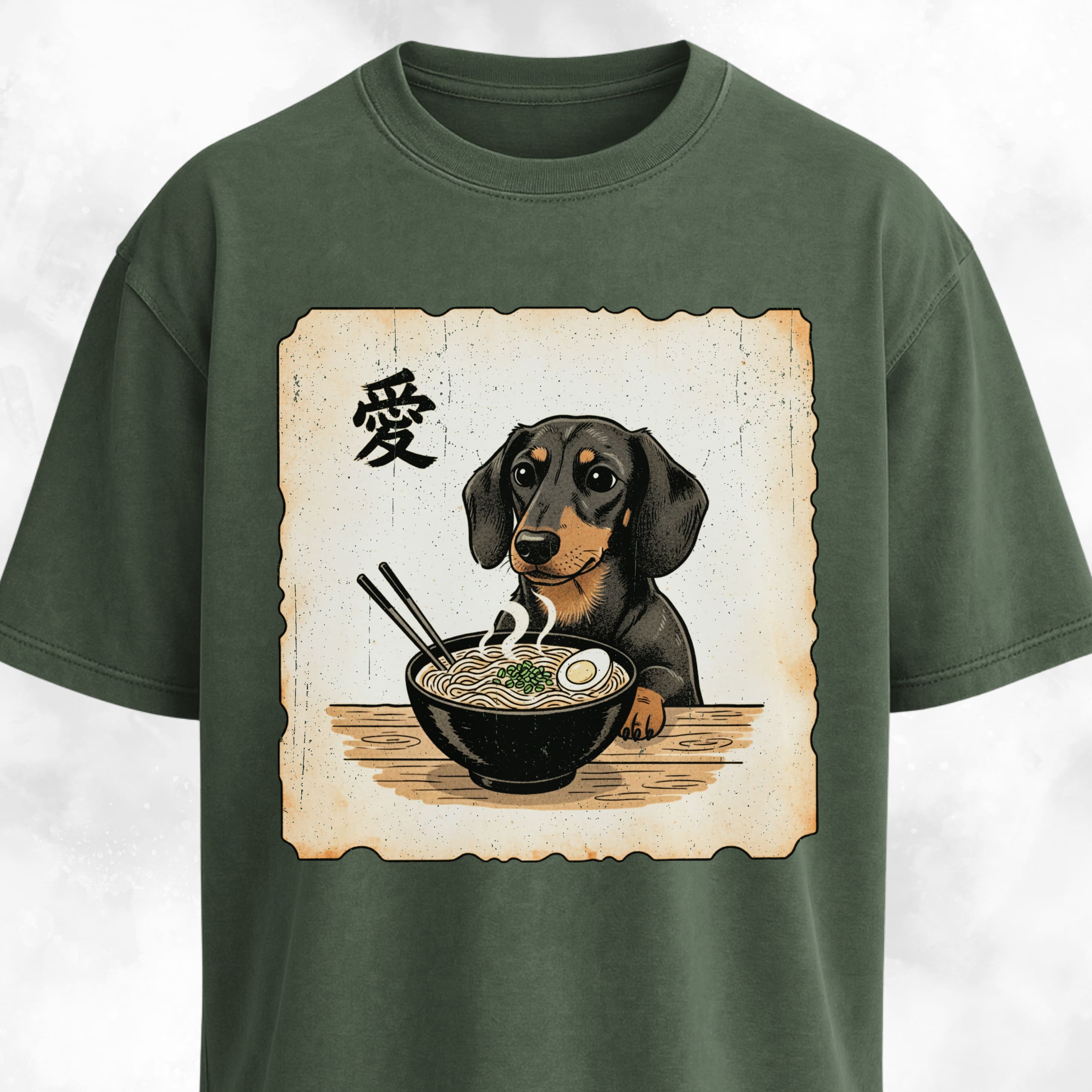 Japanese Style Dachshund Eating Ramen T-Shirt