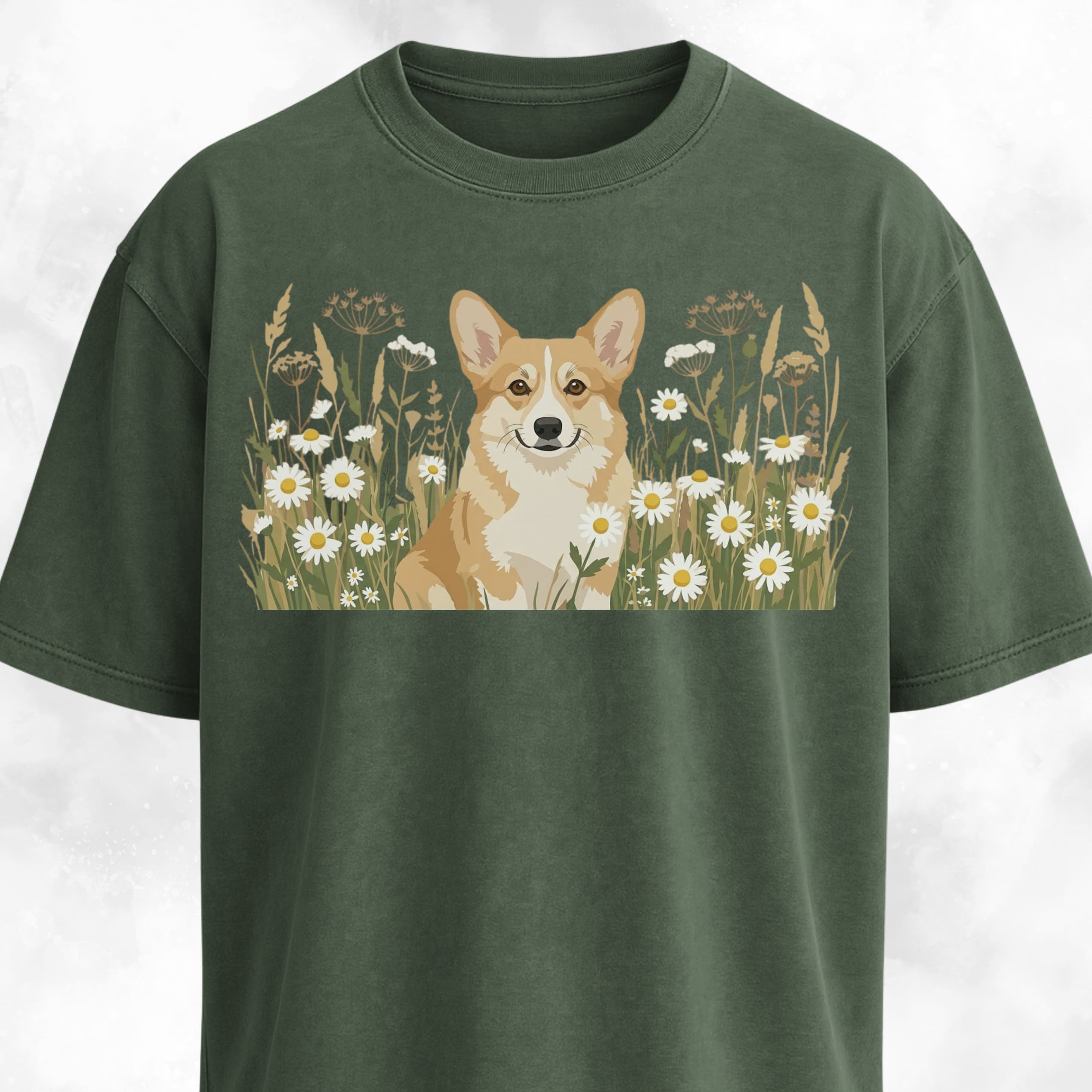 Floral Corgi Graphic T-Shirt