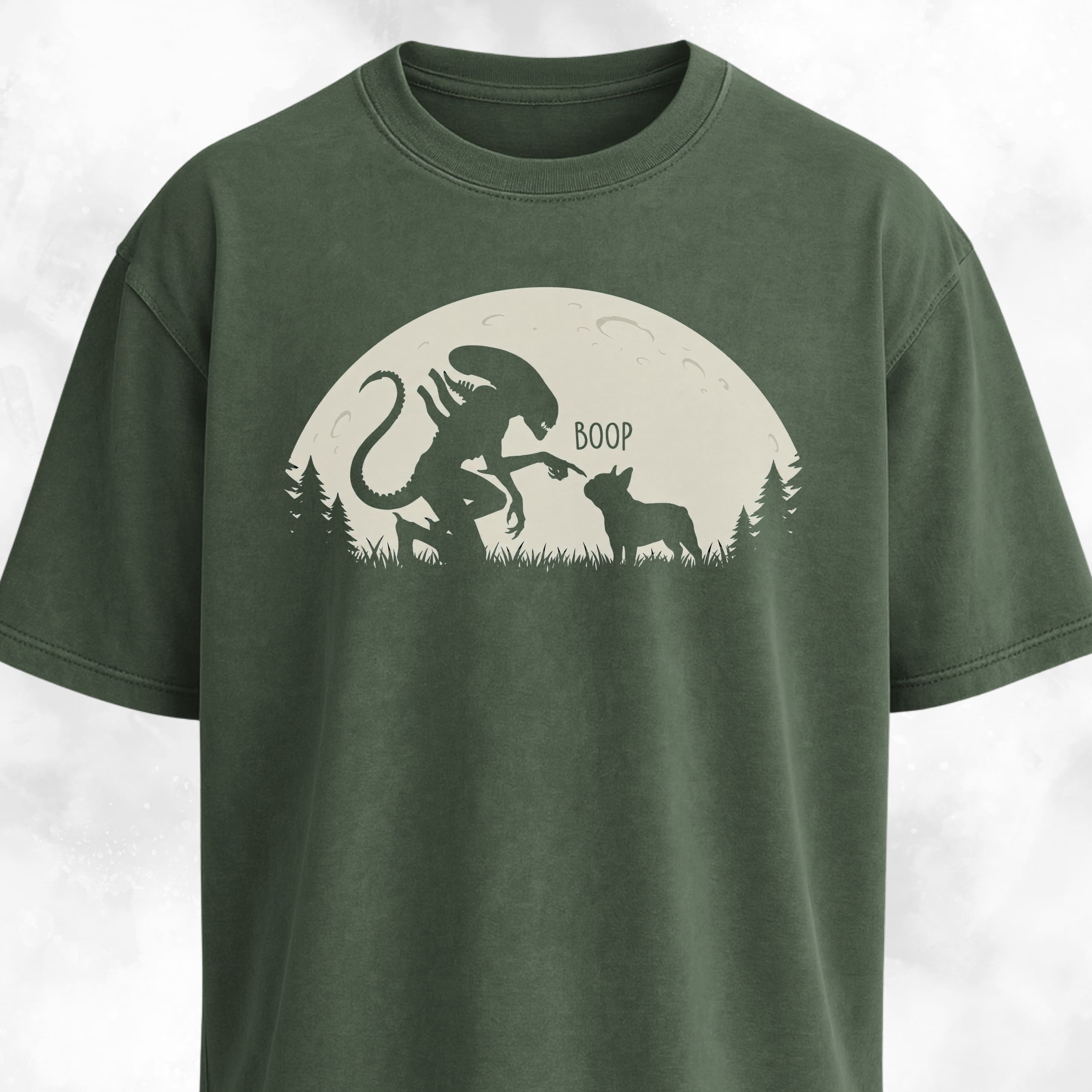Alien Xenomorph Booping Frenchie T-Shirt