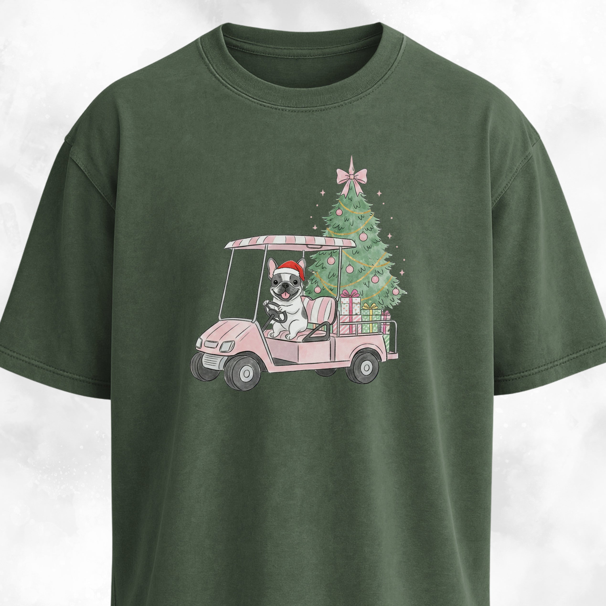 Frenchie Driving With Christmas Presents T-Shirt