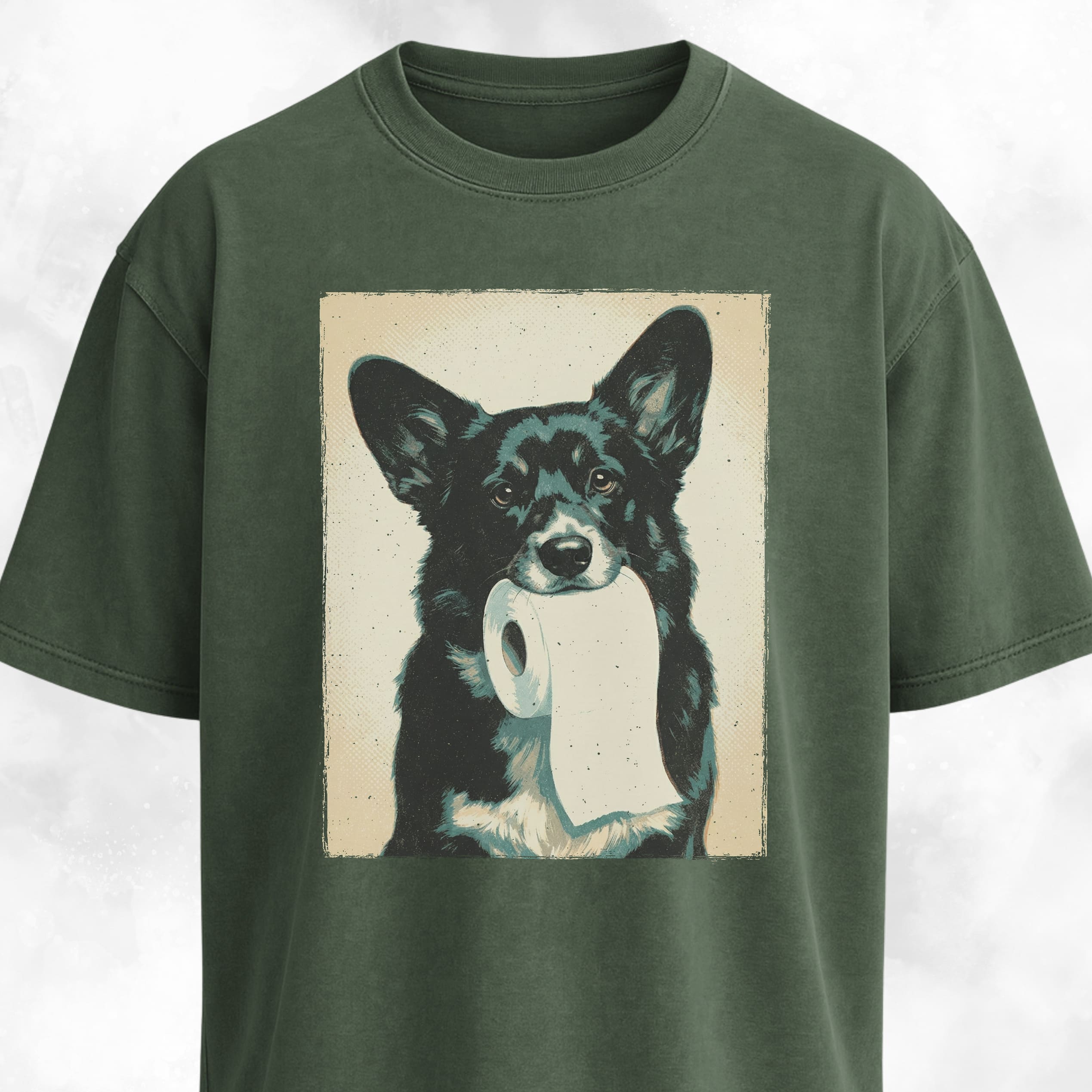 Black Corgi With Toilet Paper T-Shirt