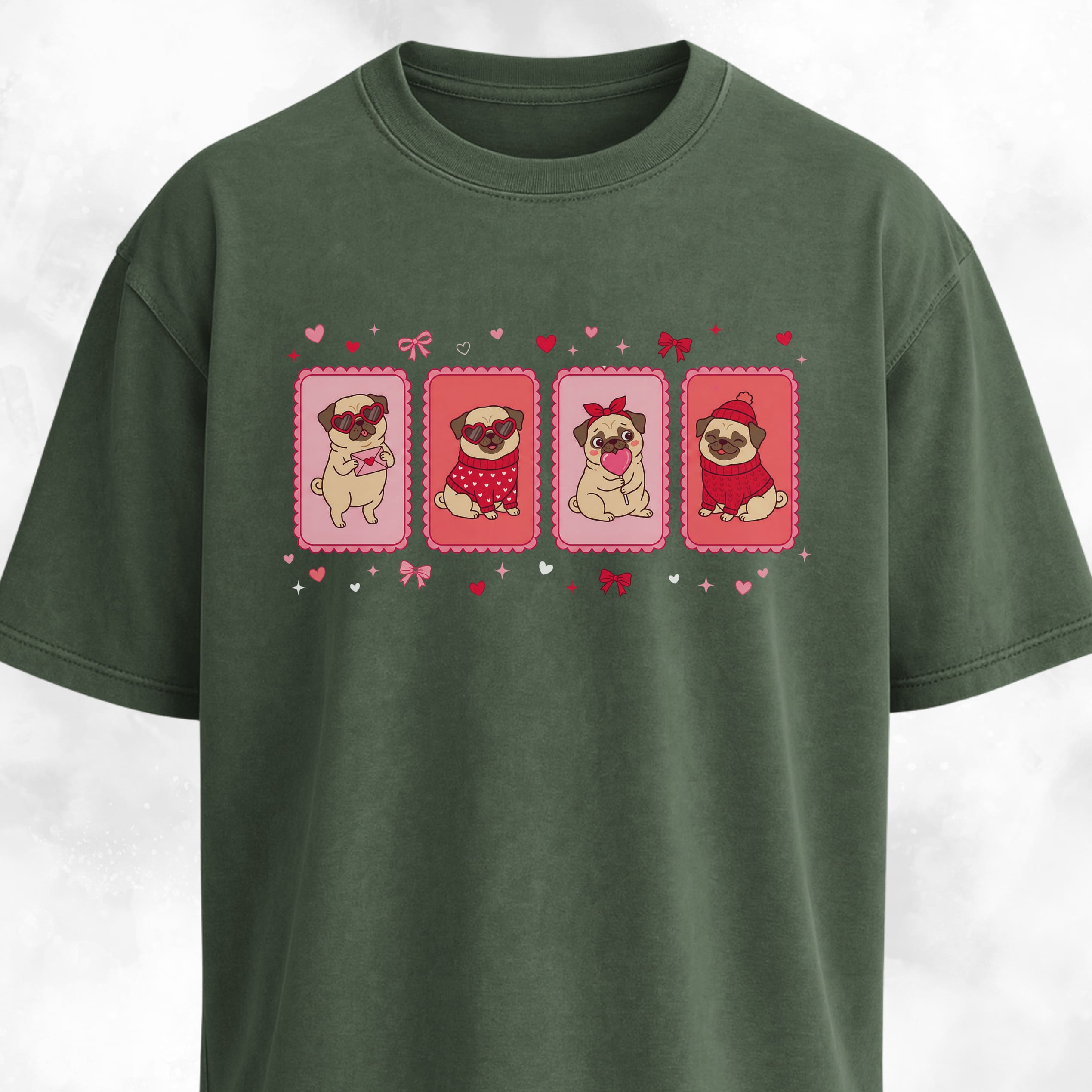 Valentine's Day Pug Collage T-Shirt