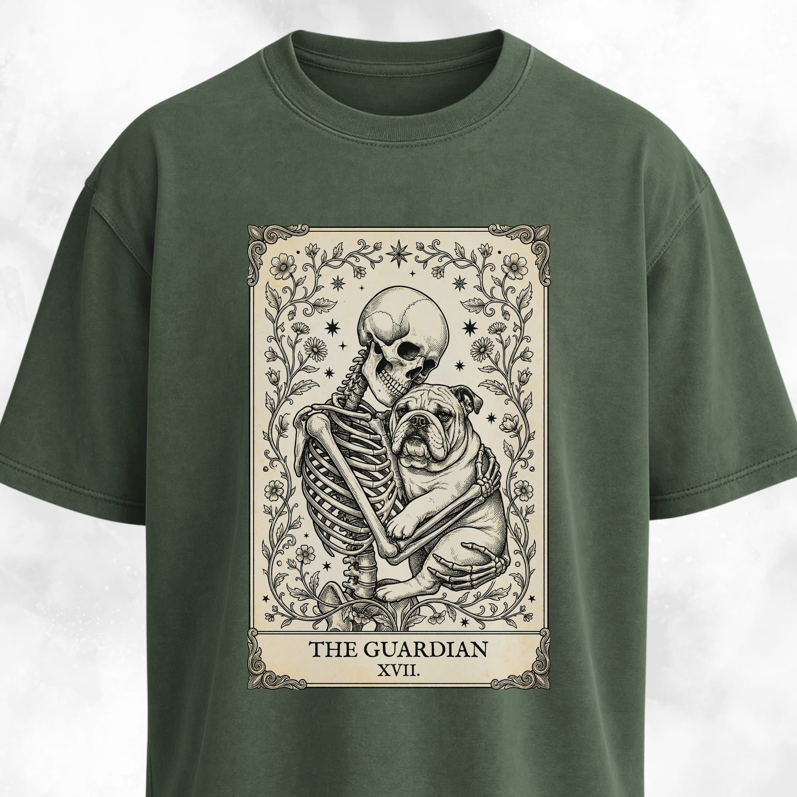 The Guardian Bulldog Tarot Card T-Shirt