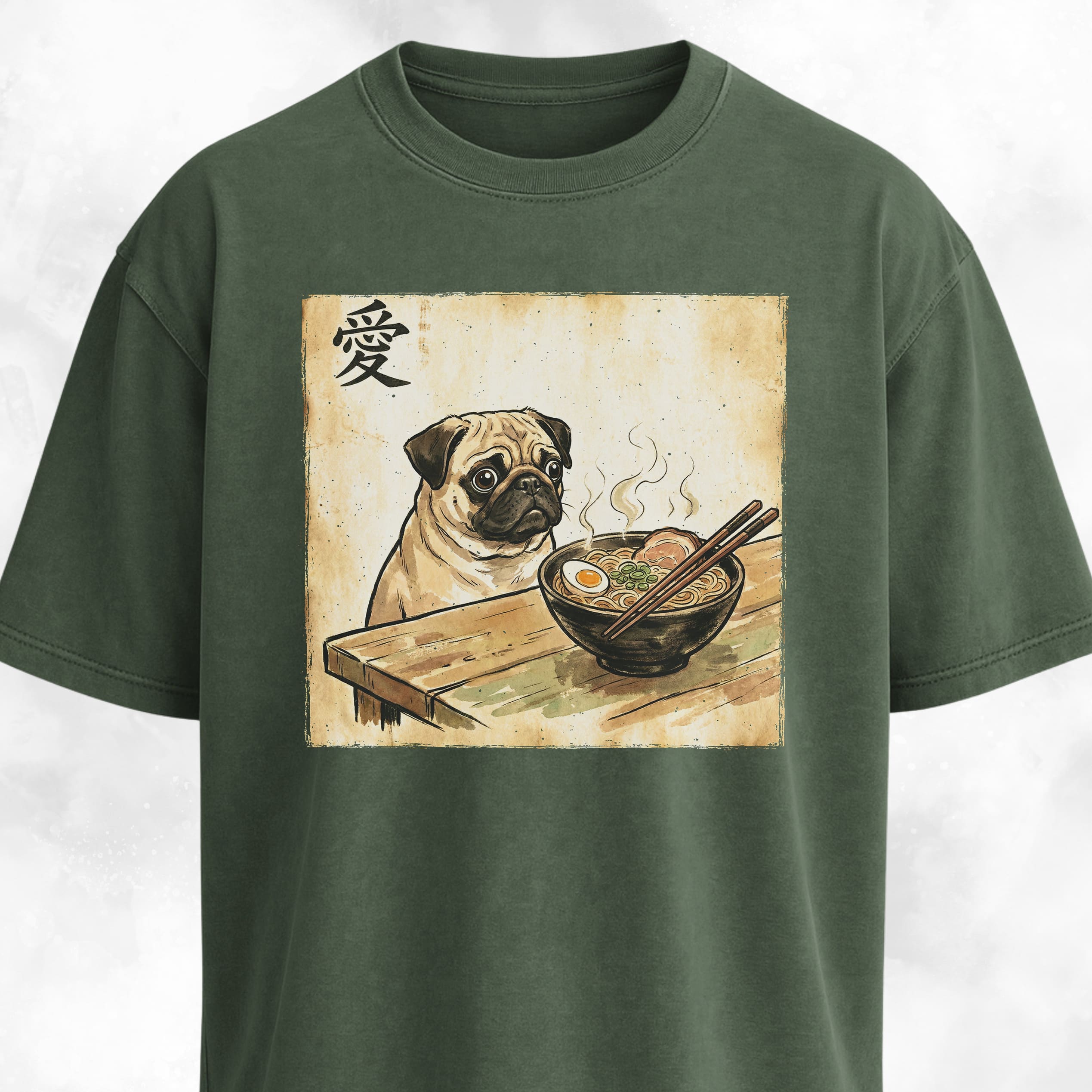 Japanese Pug Eating Ramen T-Shirt