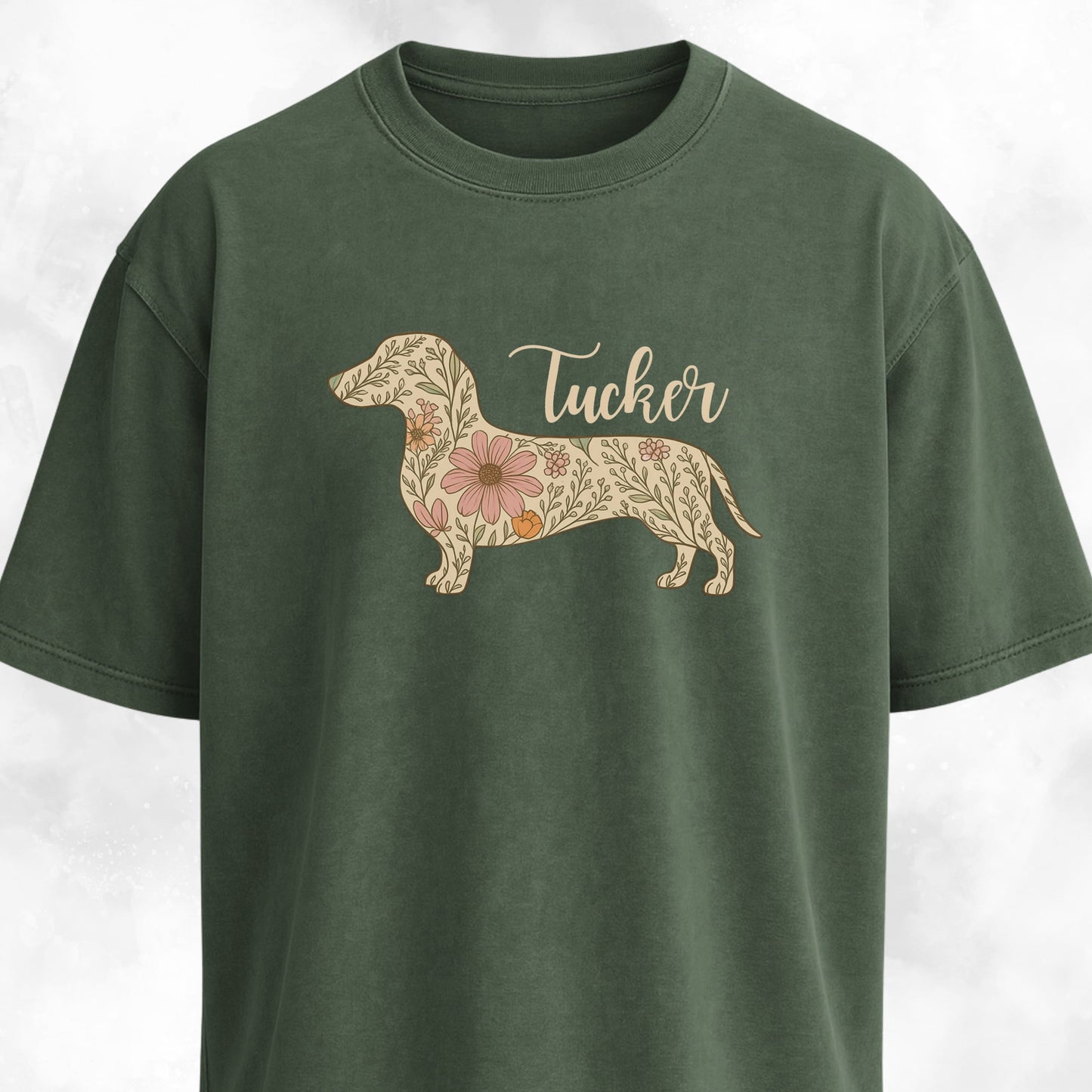 Personalized Floral Doxie T-Shirt