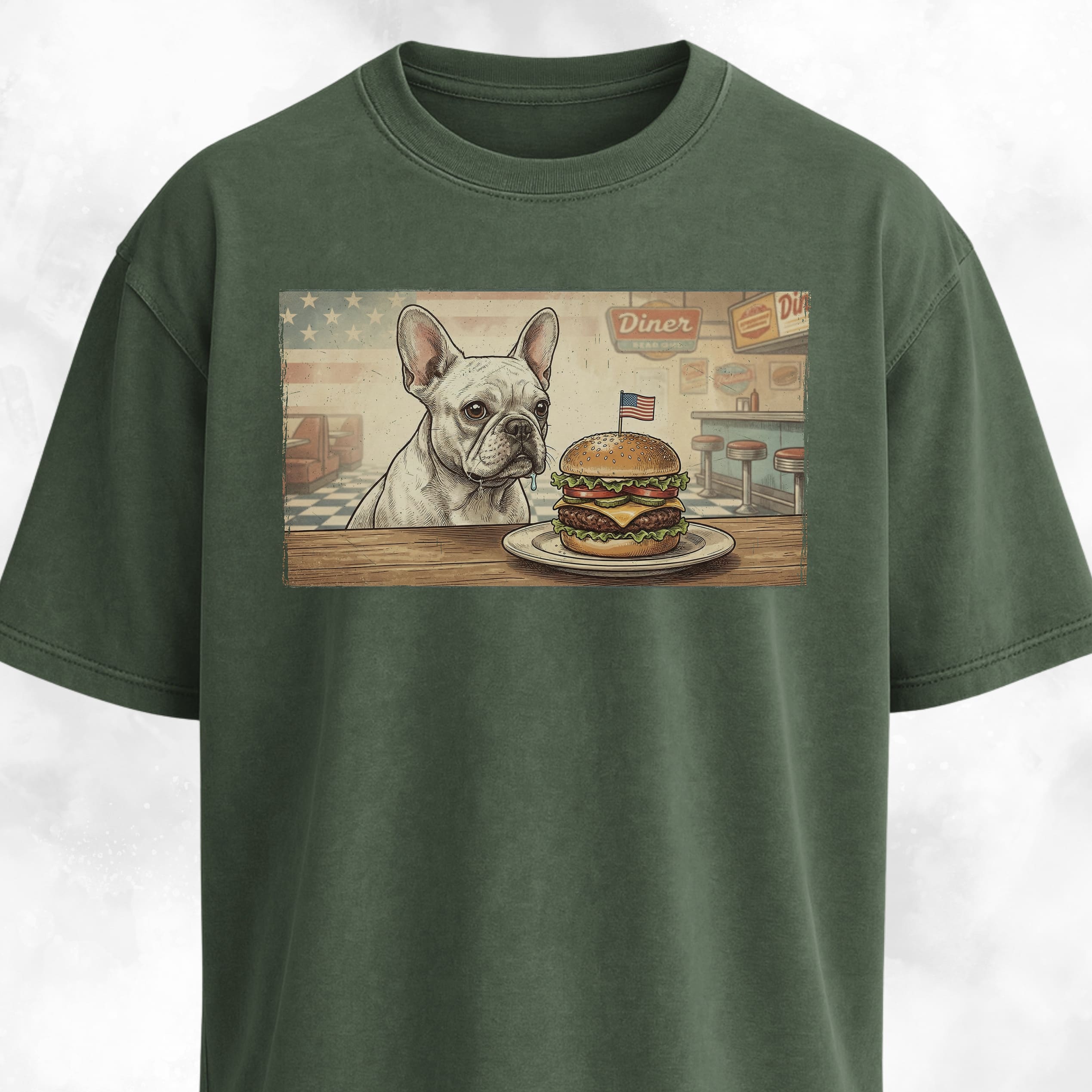 French Bulldog Eating A Hamburger T-Shirt