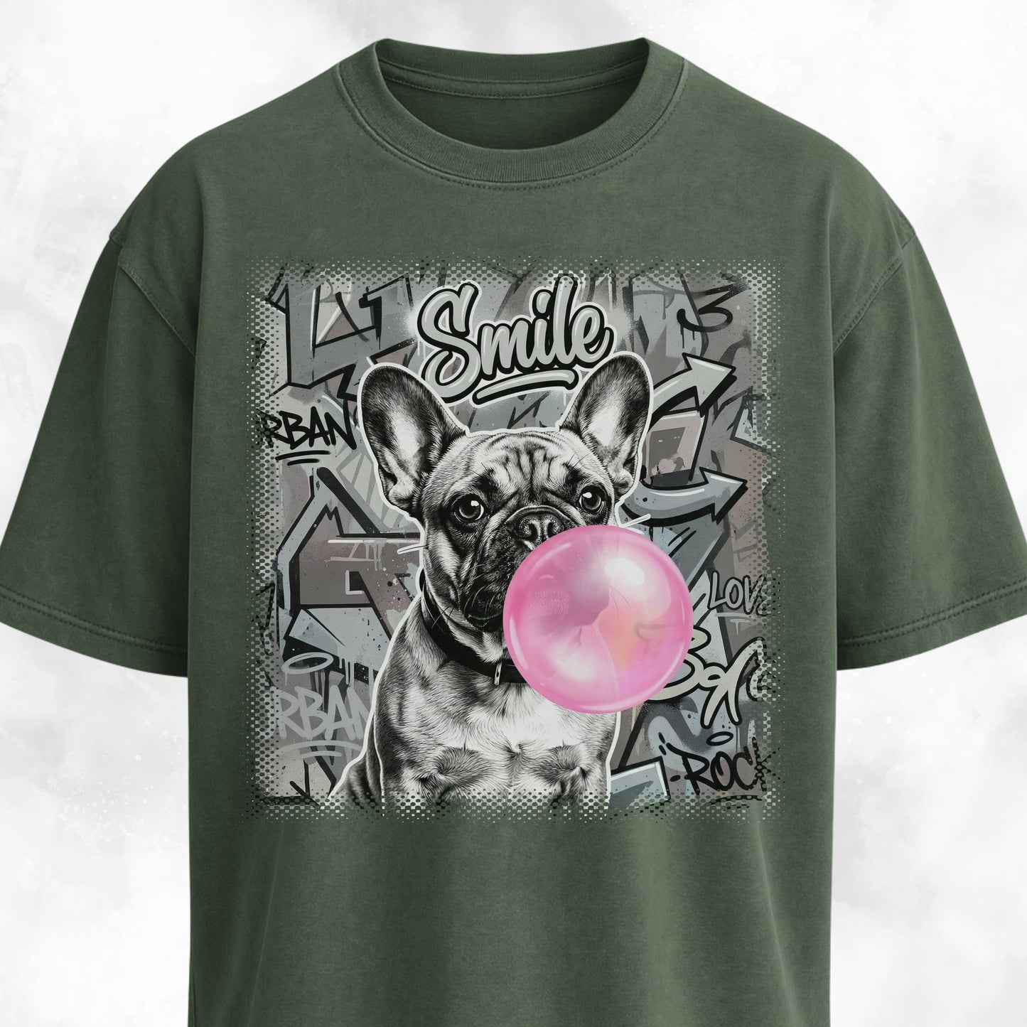 Pink Bubble Gum Cream Frenchie T-Shirt