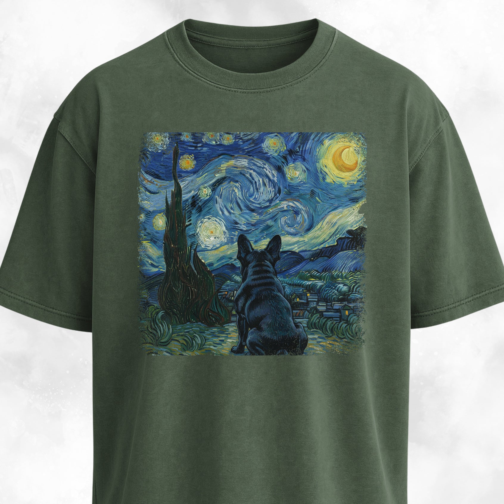 Van Gogh's Starry Night Frenchie Edition T-Shirt