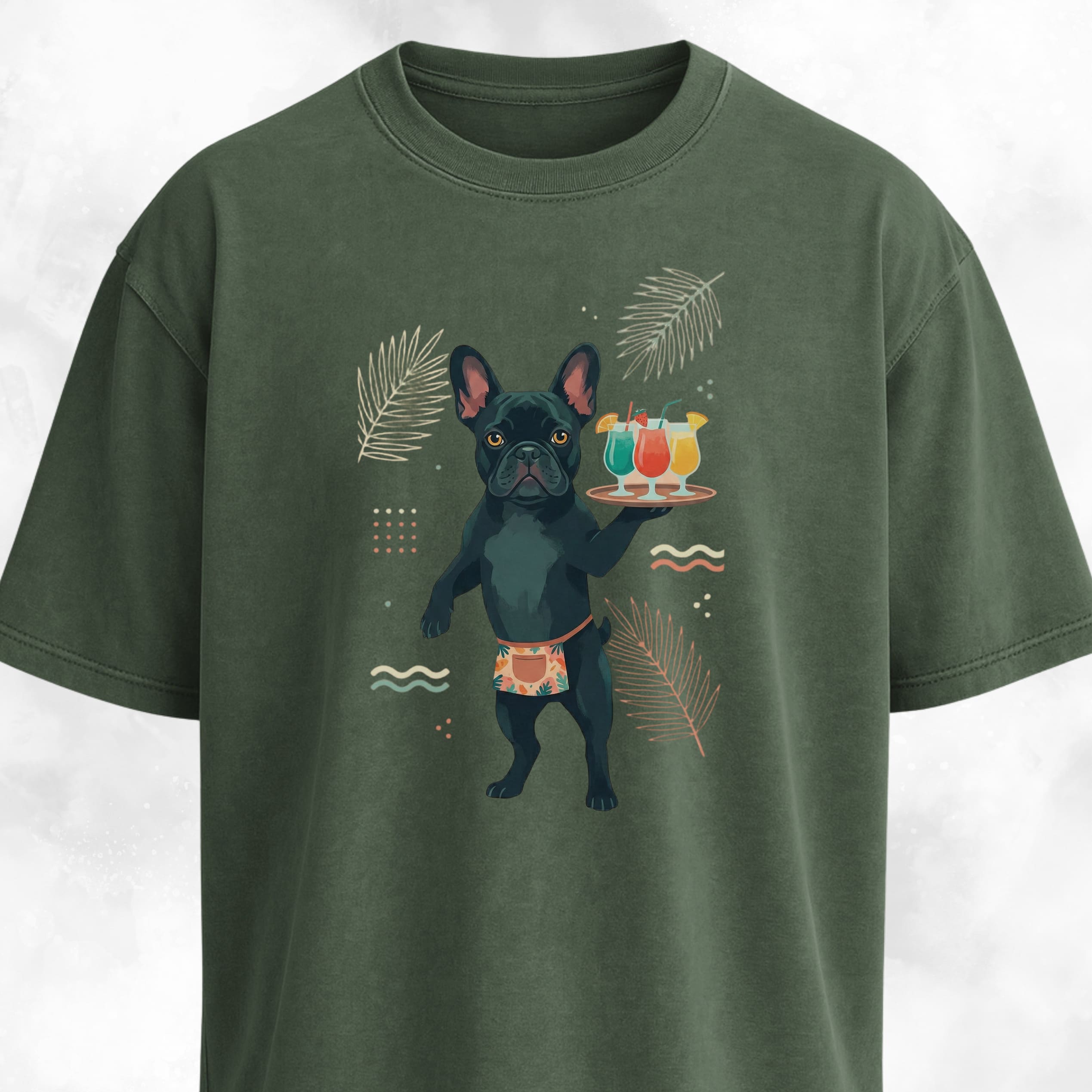Frenchie With Cocktails T-Shirt