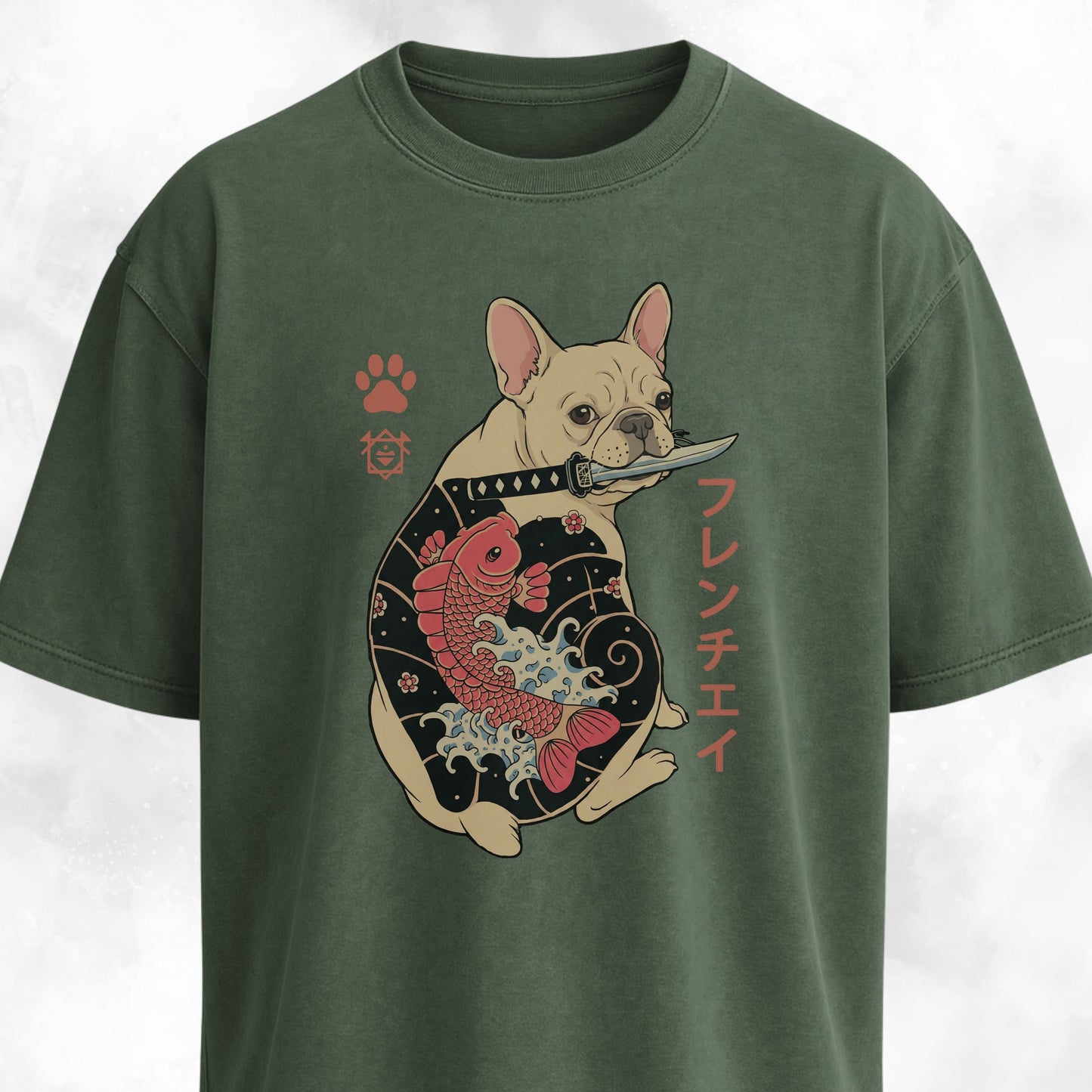 French Bulldog With A Katana T-Shirt