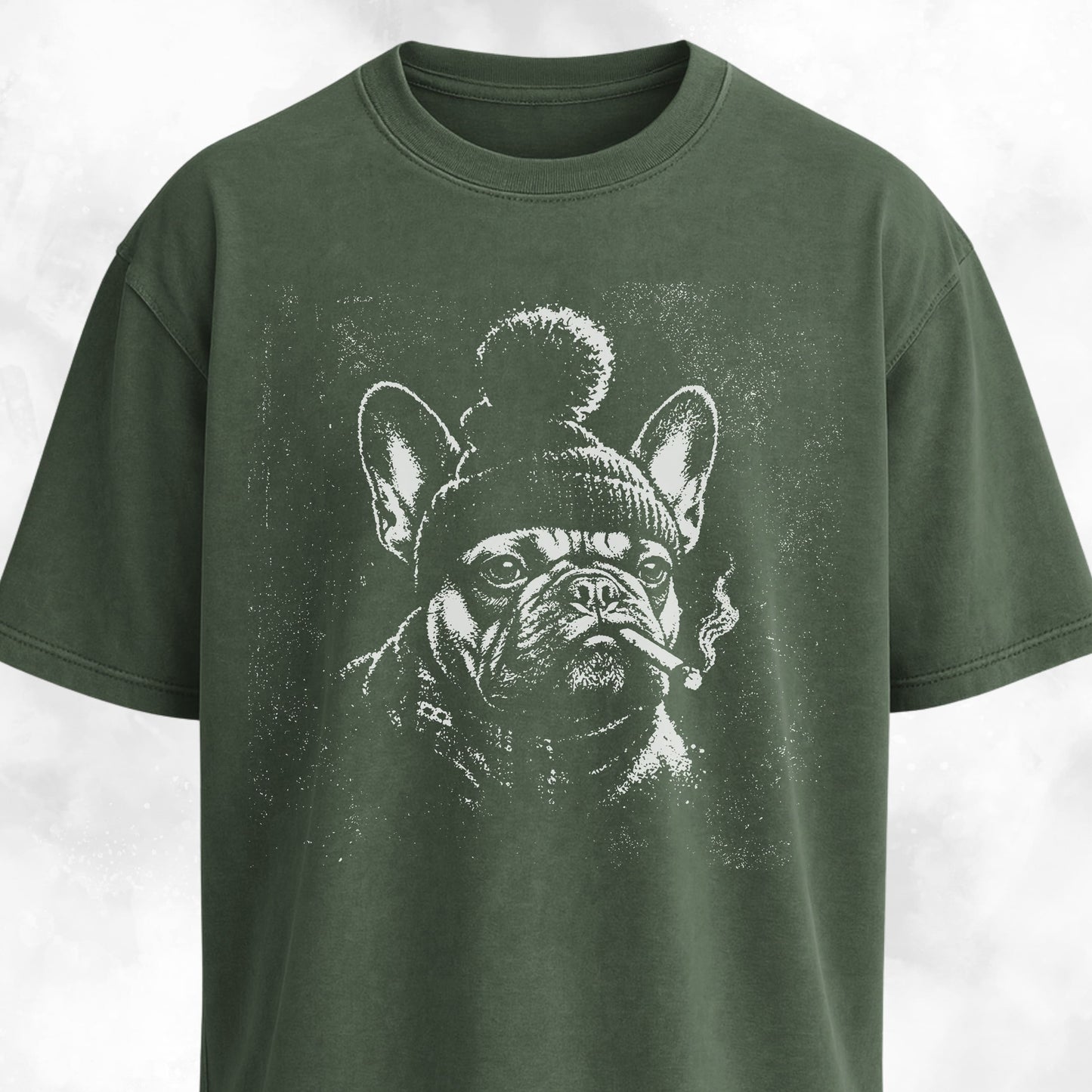 Smoking Frenchie With A Beanie T-Shirt