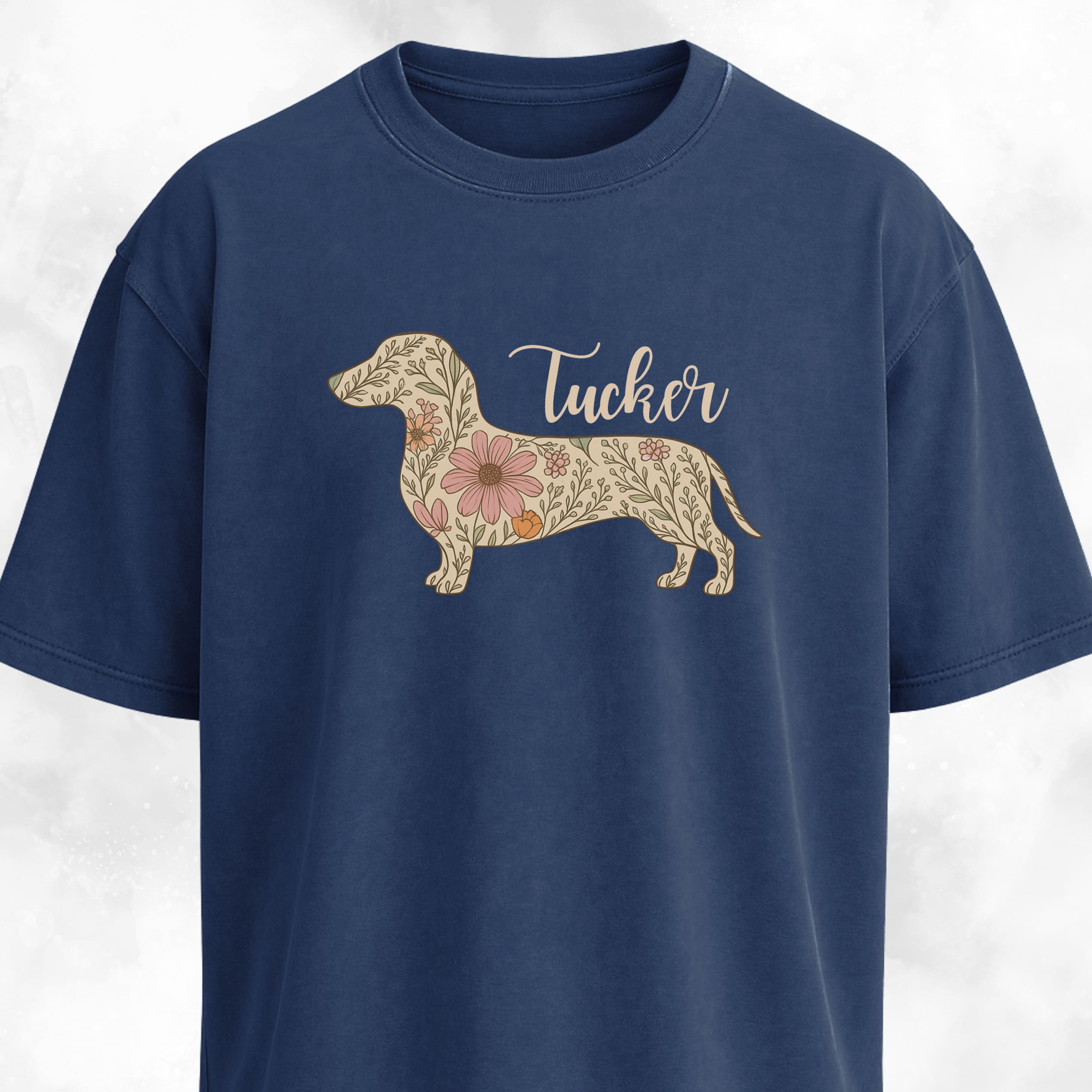 Personalized Floral Doxie T-Shirt