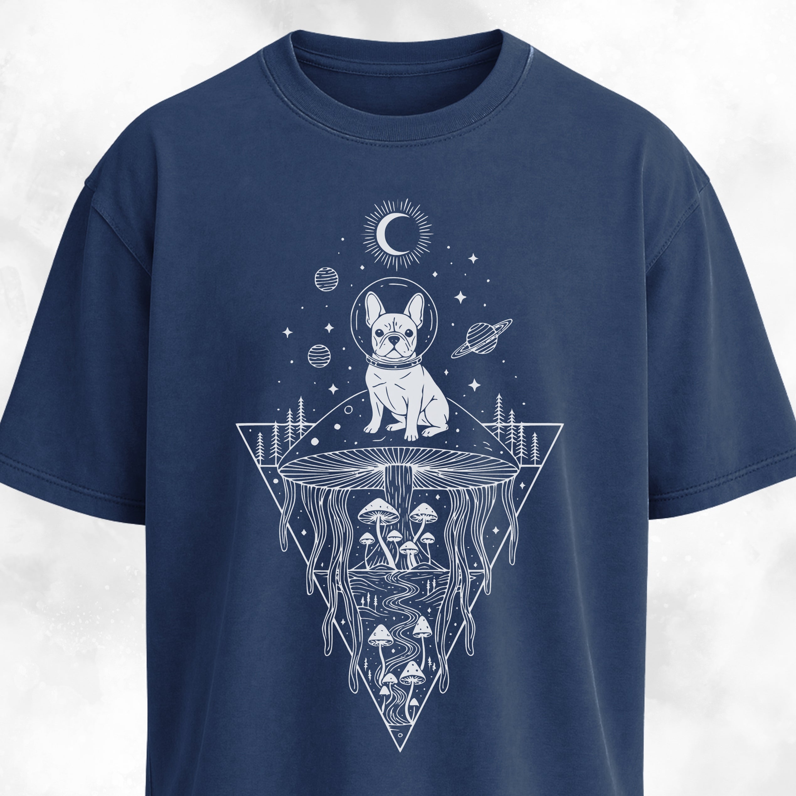 Frenchie Mushrooms Space Hallucination T-Shirt