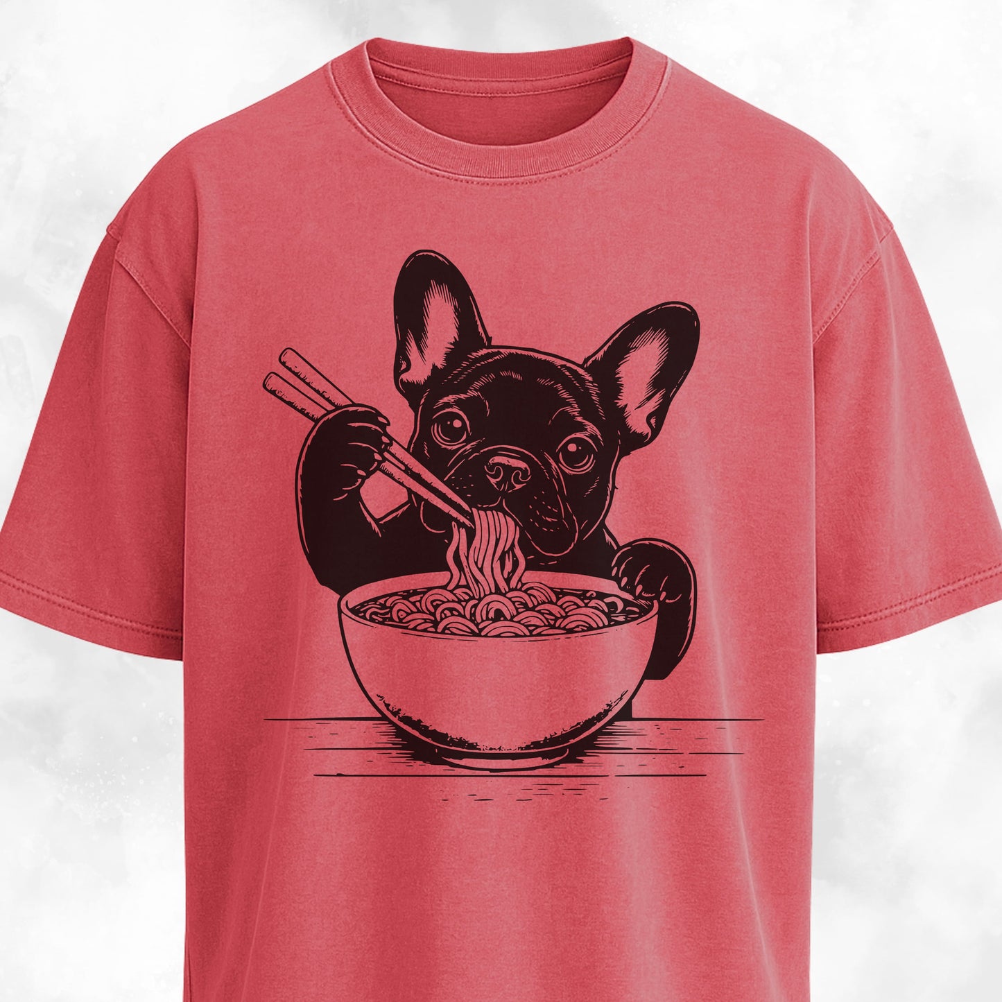 Cute Frenchie Eating Ramen Noodles T-Shirt