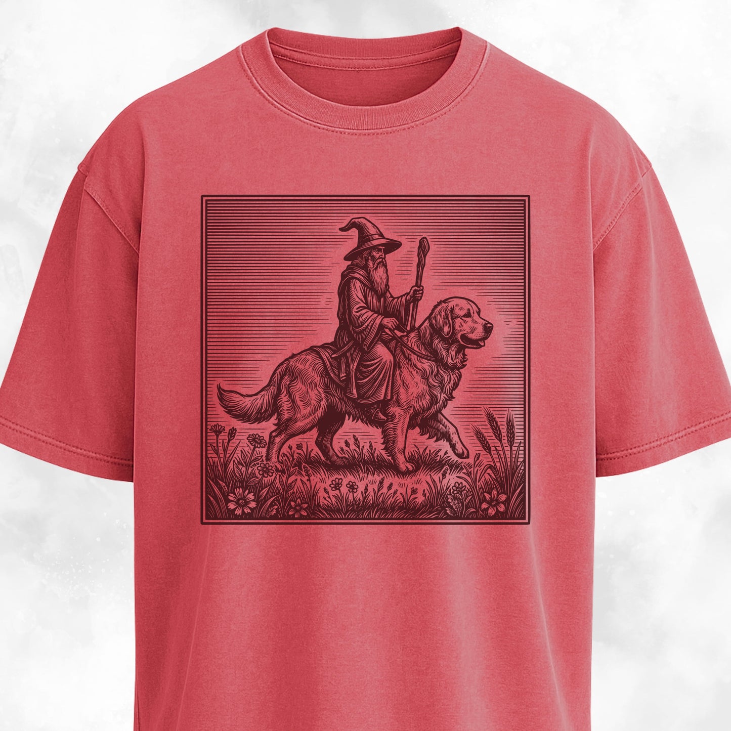 Wizard Riding A Golden Retriever T-Shirt