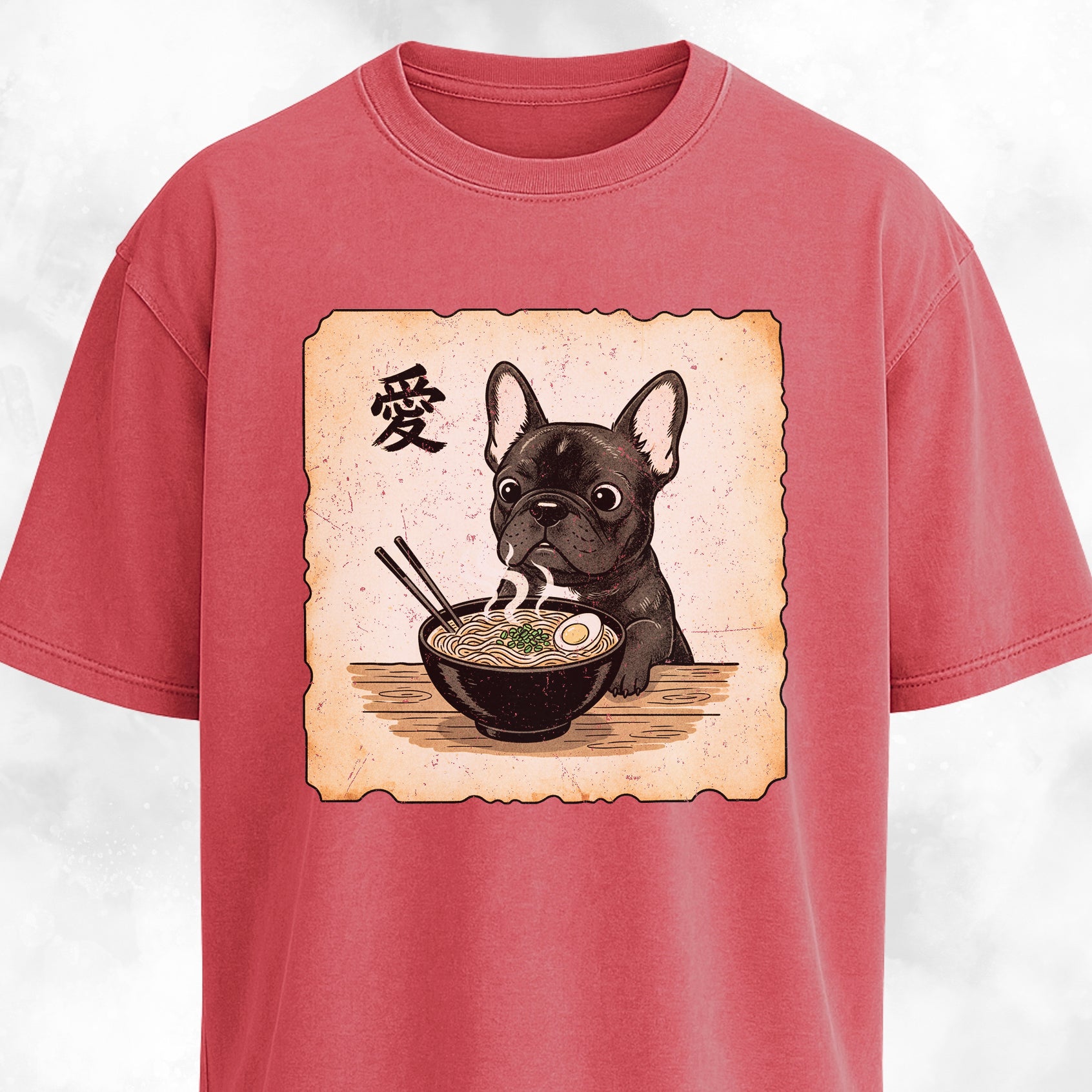 Japanese Style Frenchie Eating Ramen T-Shirt